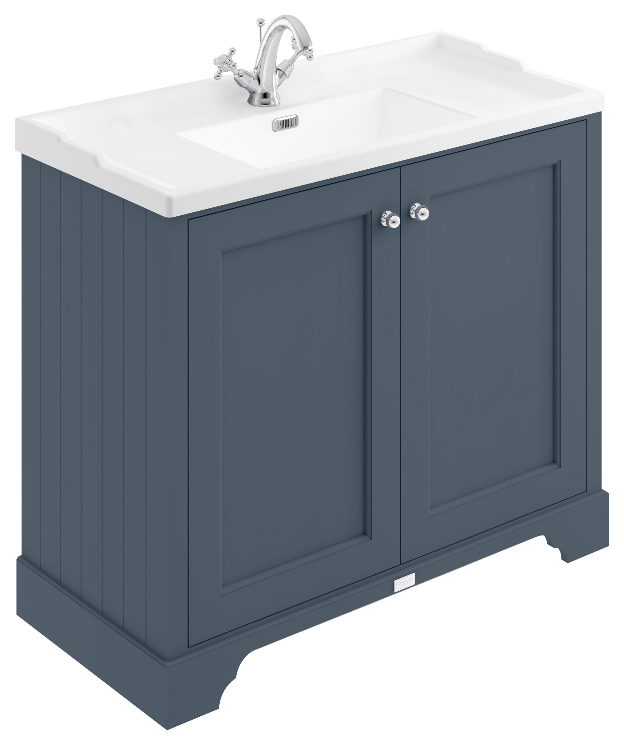 Bayswater Victrion Stiffkey Blue Traditional Freestanding Vanity Unit & White Recessed Basin - 1000mm