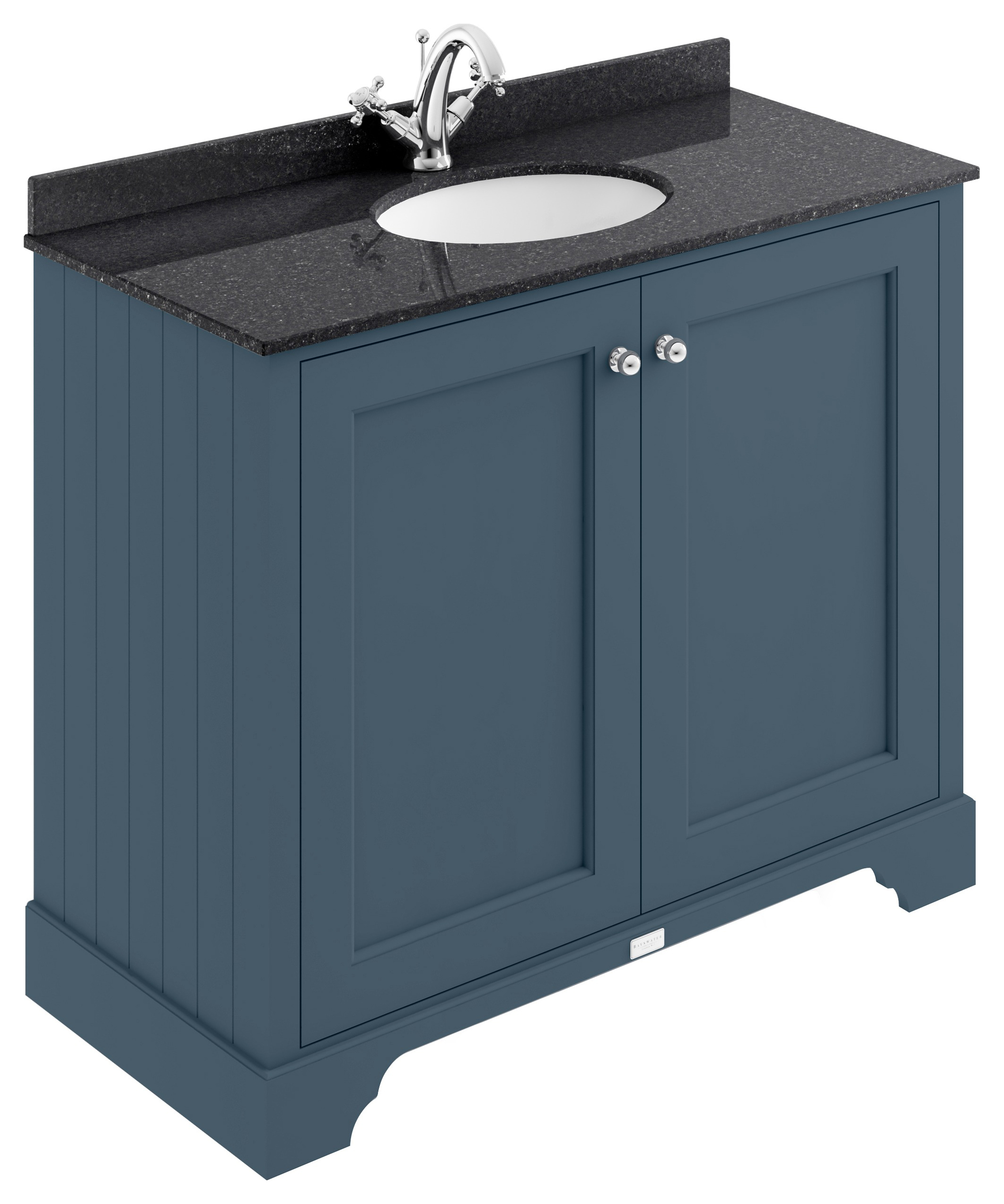 Bayswater Victrion Stiffkey Blue Traditional Freestanding Vanity Unit & Black Marble Top Basin - 1000mm