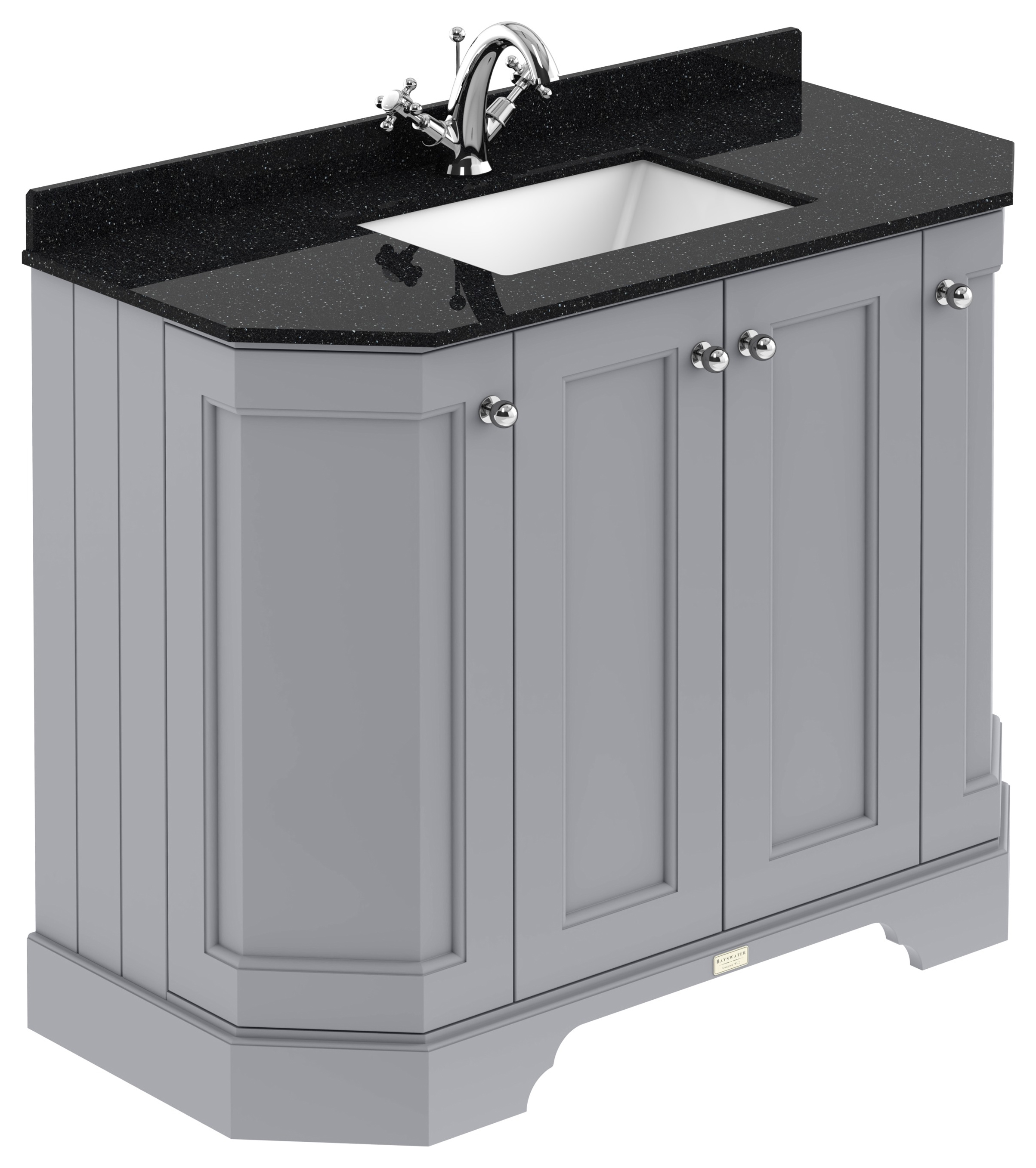Bayswater Victrion Plummett Grey Angled Traditional Freestanding Vanity Unit & Black Marble Top Basin - 1000mm