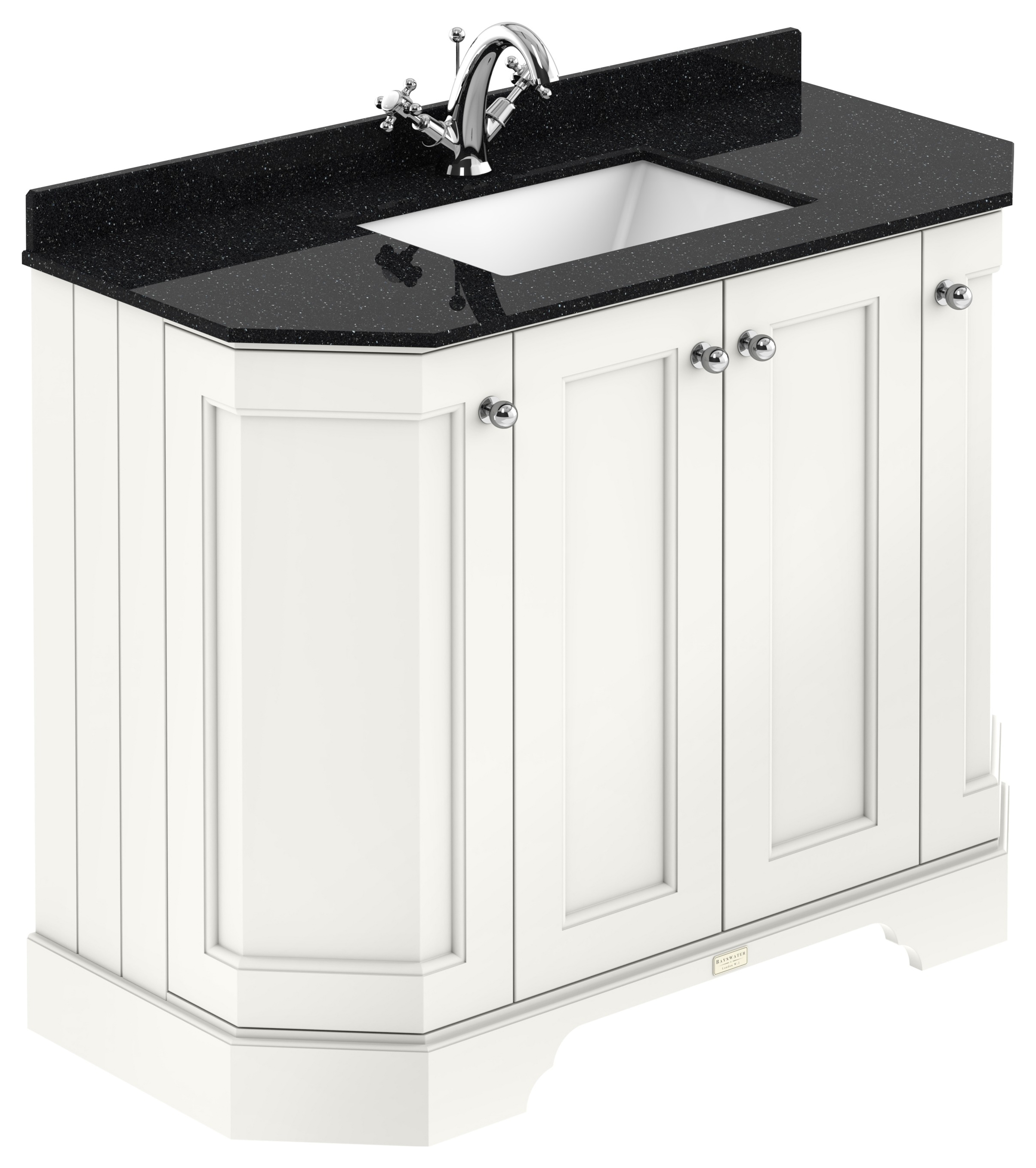 Bayswater Victrion Pointing White Angled Traditional Freestanding Vanity Unit & Black Marble Top Basin - 1000mm