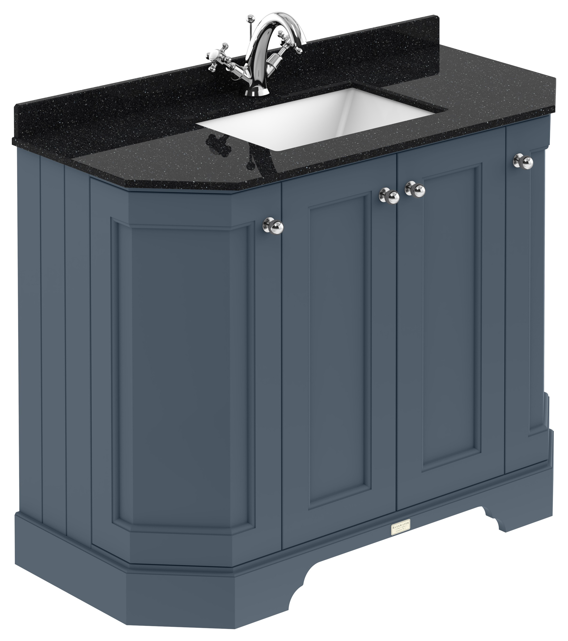 Bayswater Victrion Stiffkey Blue Angled Traditional Freestanding Vanity Unit & Black Marble Top Basin - 1000mm