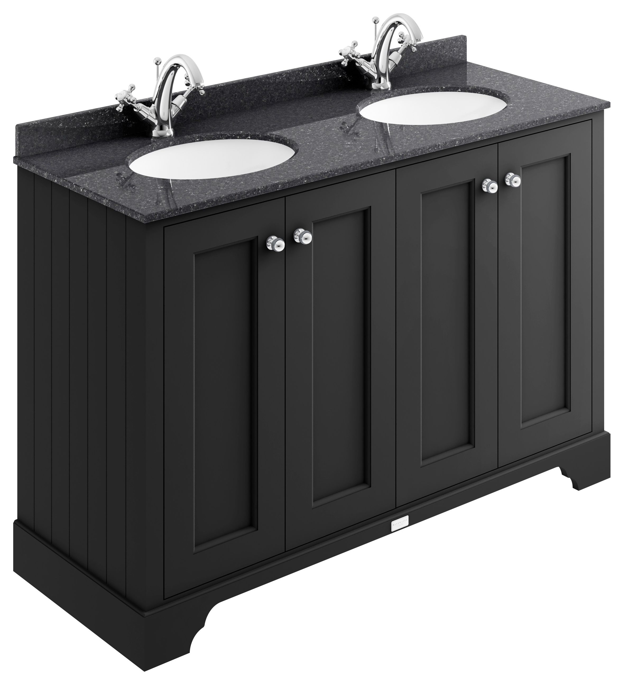 Bayswater Victrion Matt Black Traditional Freestanding Vanity Unit & Black Marble Top Basin - 1200mm