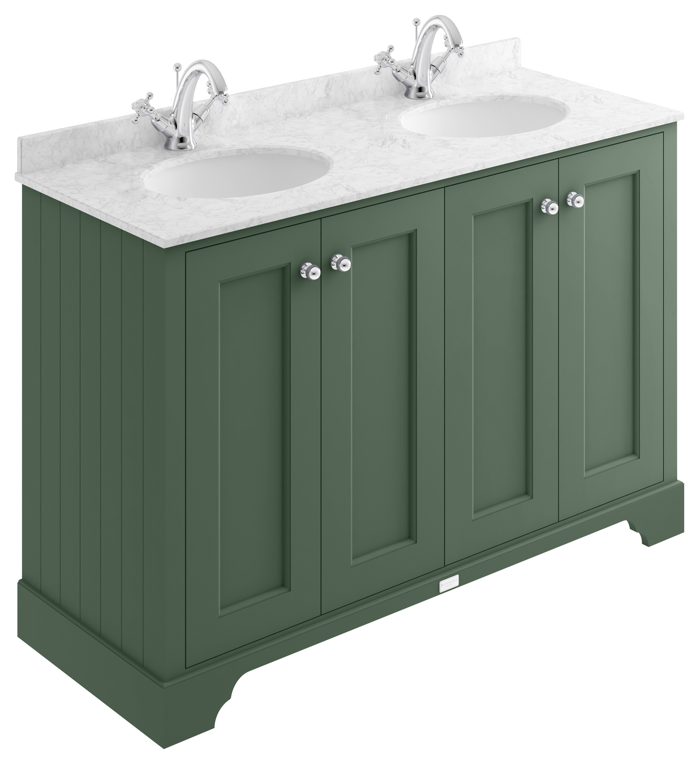 Bayswater Victrion Hunter Green Traditional Freestanding Vanity Unit & Grey Marble Top Basin - 1200mm
