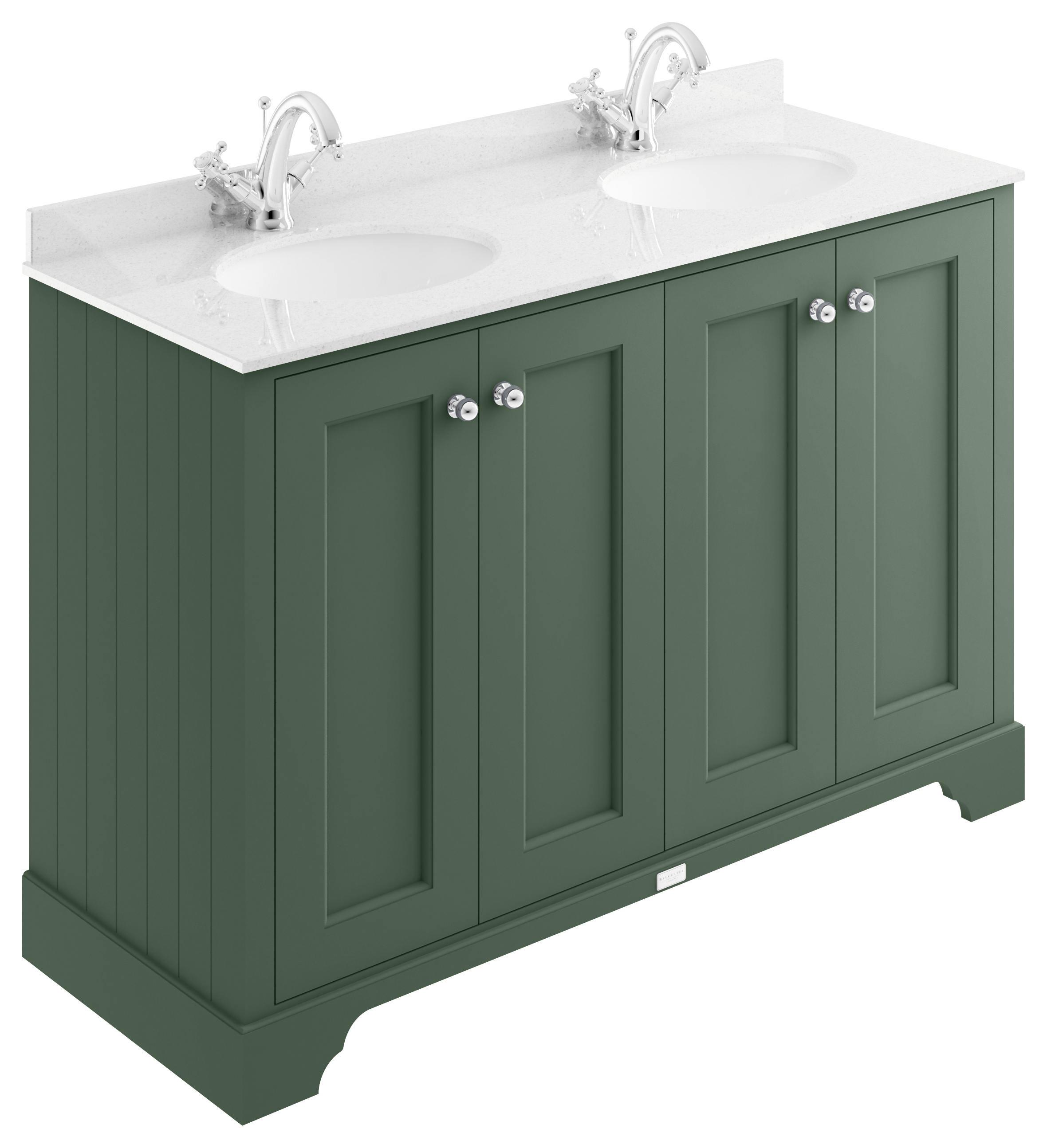 Bayswater Victrion Hunter Green Traditional Freestanding Vanity Unit & White Marble Top Basin - 1200mm