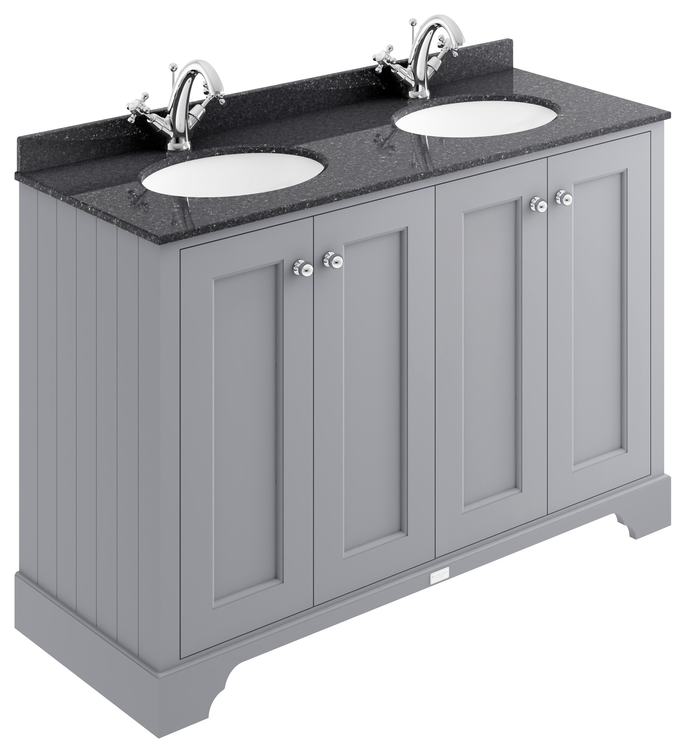 Bayswater Victrion Plummett Grey Traditional Freestanding Vanity Unit & Black Marble Top Basin - 1200mm