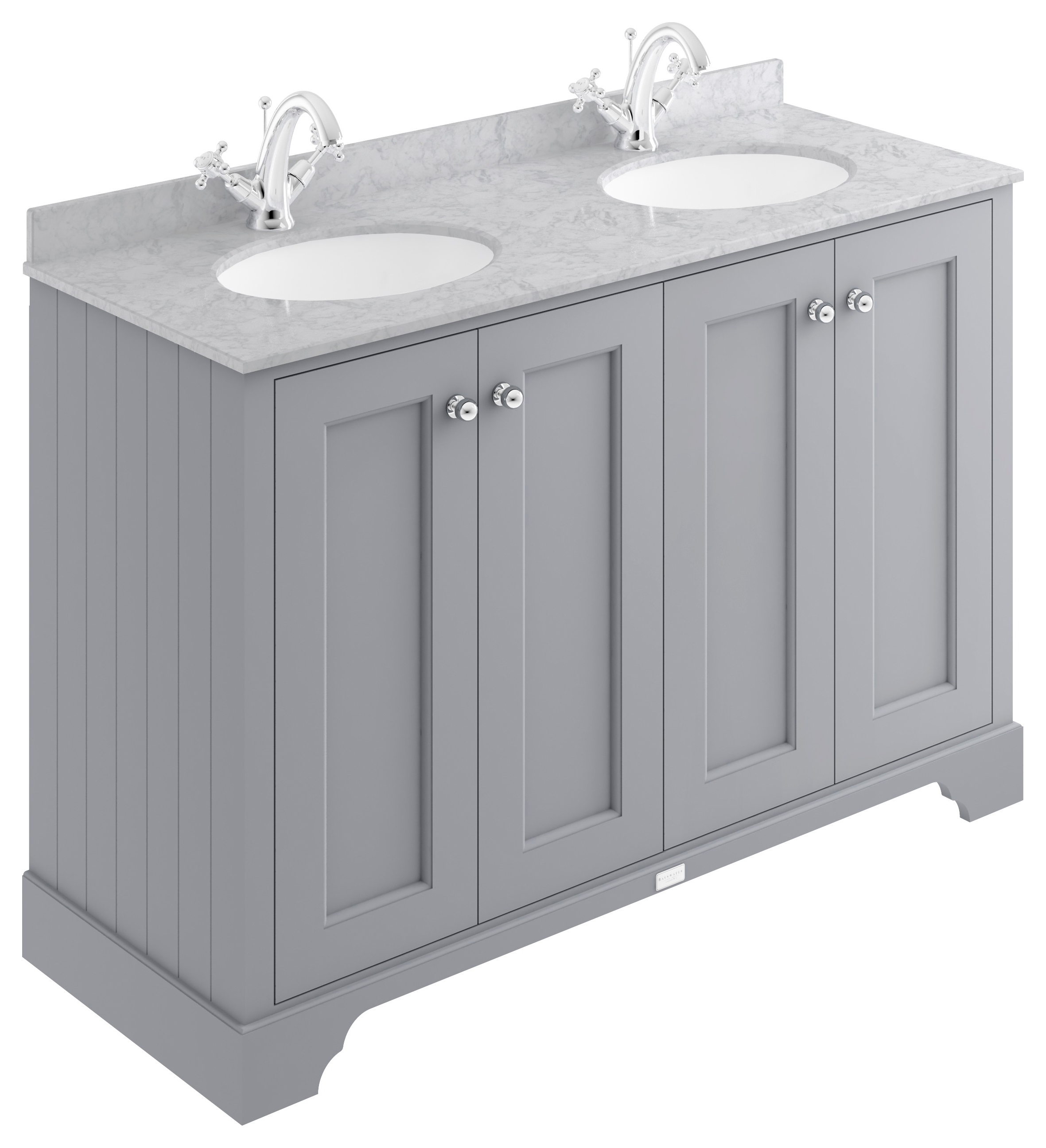 Bayswater Victrion Plummett Grey Traditional Freestanding Vanity Unit & Grey Marble Top Basin - 1200mm