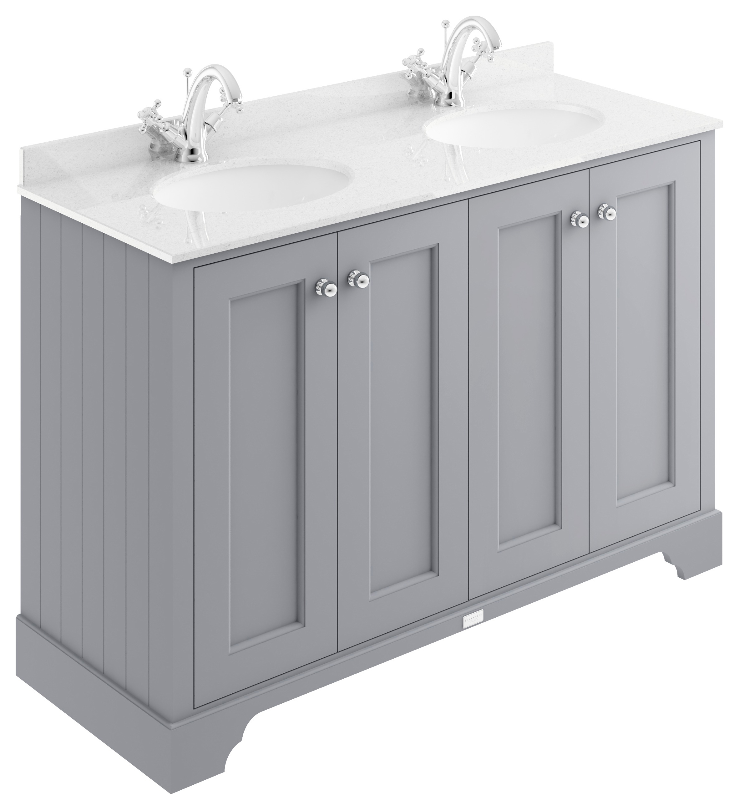 Bayswater Victrion Plummett Grey Traditional Freestanding Vanity Unit & White Marble Top Basin - 1200mm