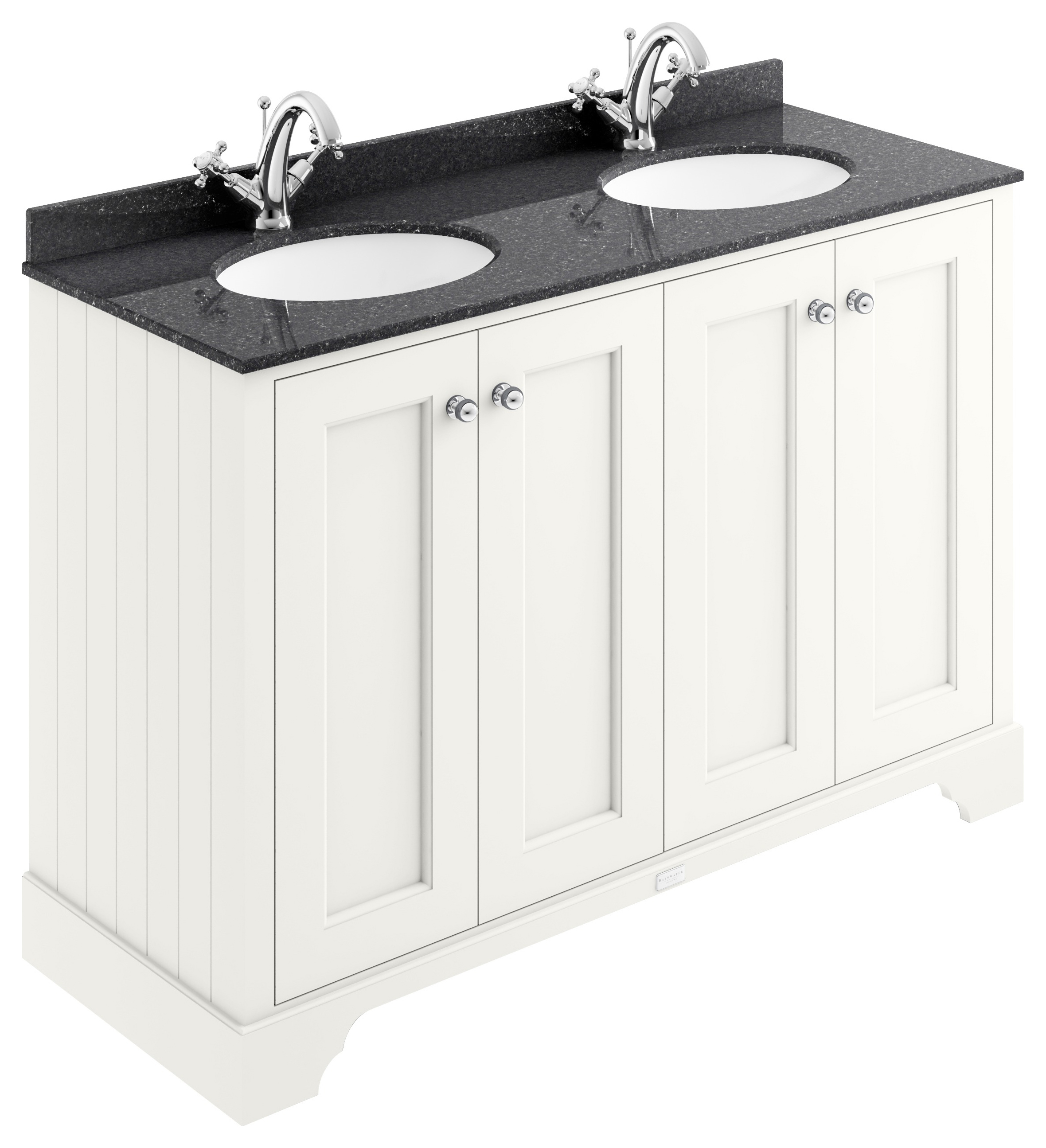 Bayswater Victrion Pointing White Traditional Freestanding Vanity Unit & Black Marble Top Basin - 1200mm