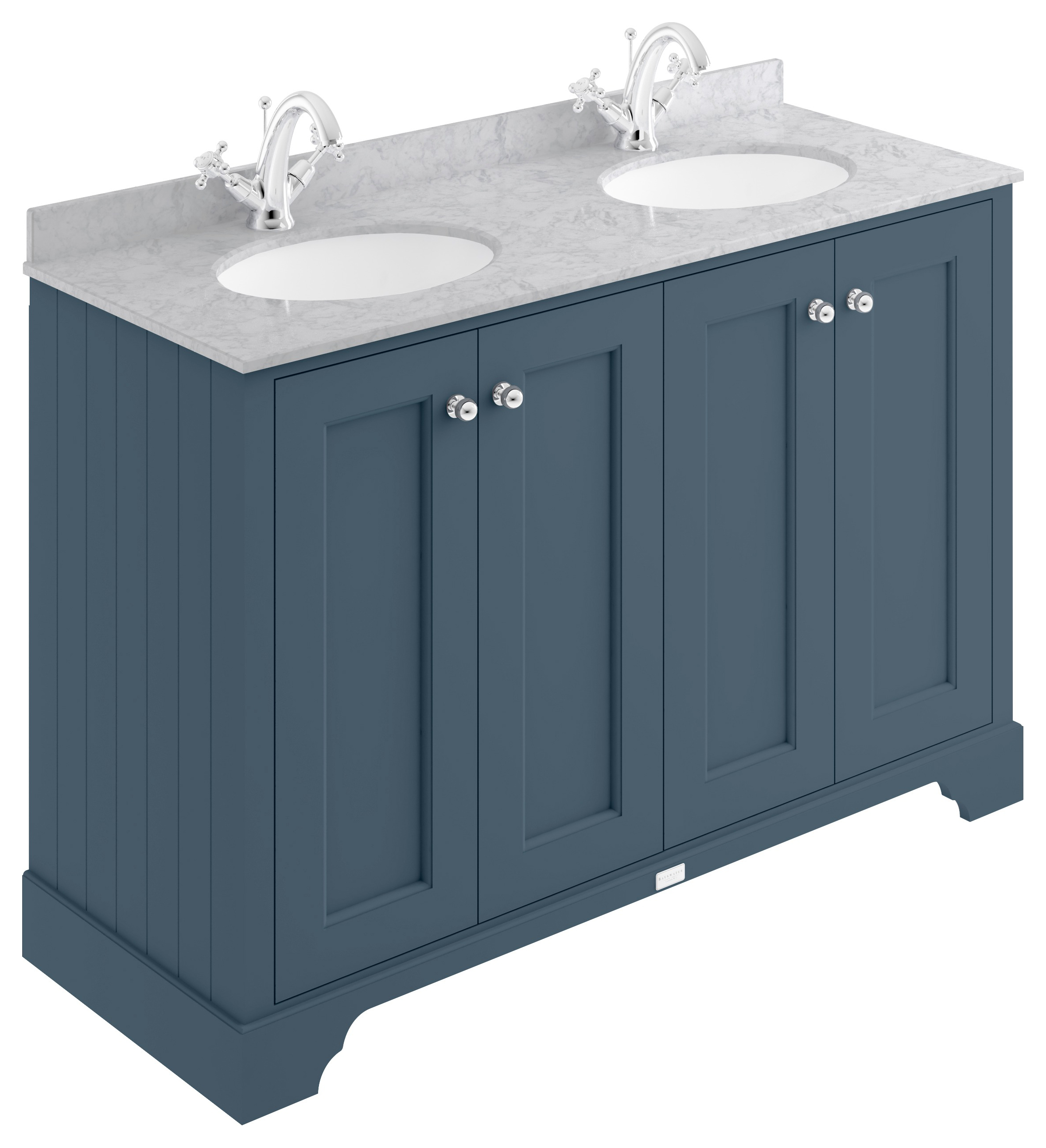 Bayswater Victrion Stiffkey Blue Traditional Freestanding Vanity Unit & Grey Marble Top Basin - 1200mm