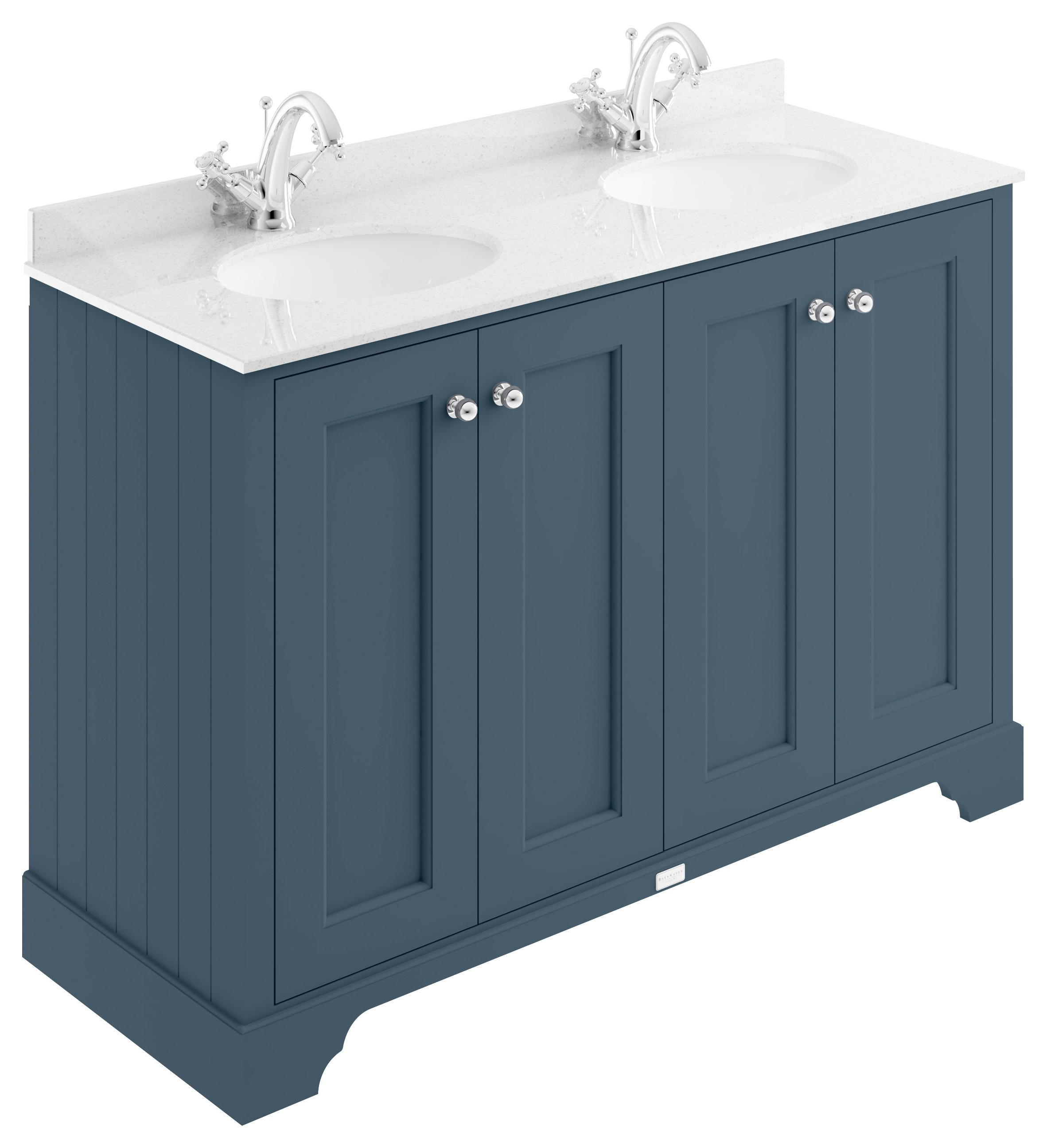 Bayswater Victrion Stiffkey Blue Traditional Freestanding Vanity Unit & White Marble Top Basin - 1200mm