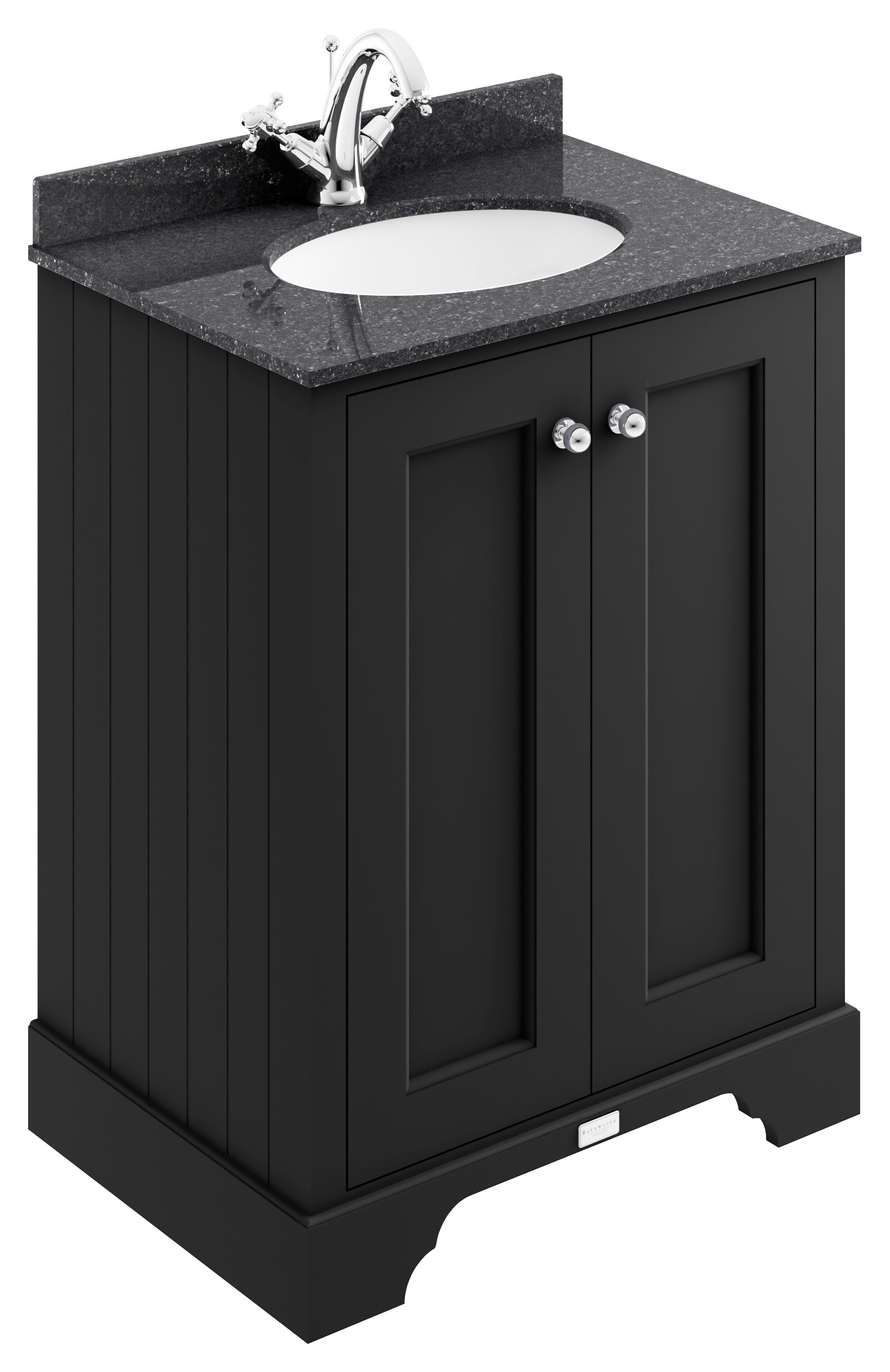 Bayswater Victrion Matt Black Traditional Freestanding Vanity Unit & Black Marble Top Basin - 600mm