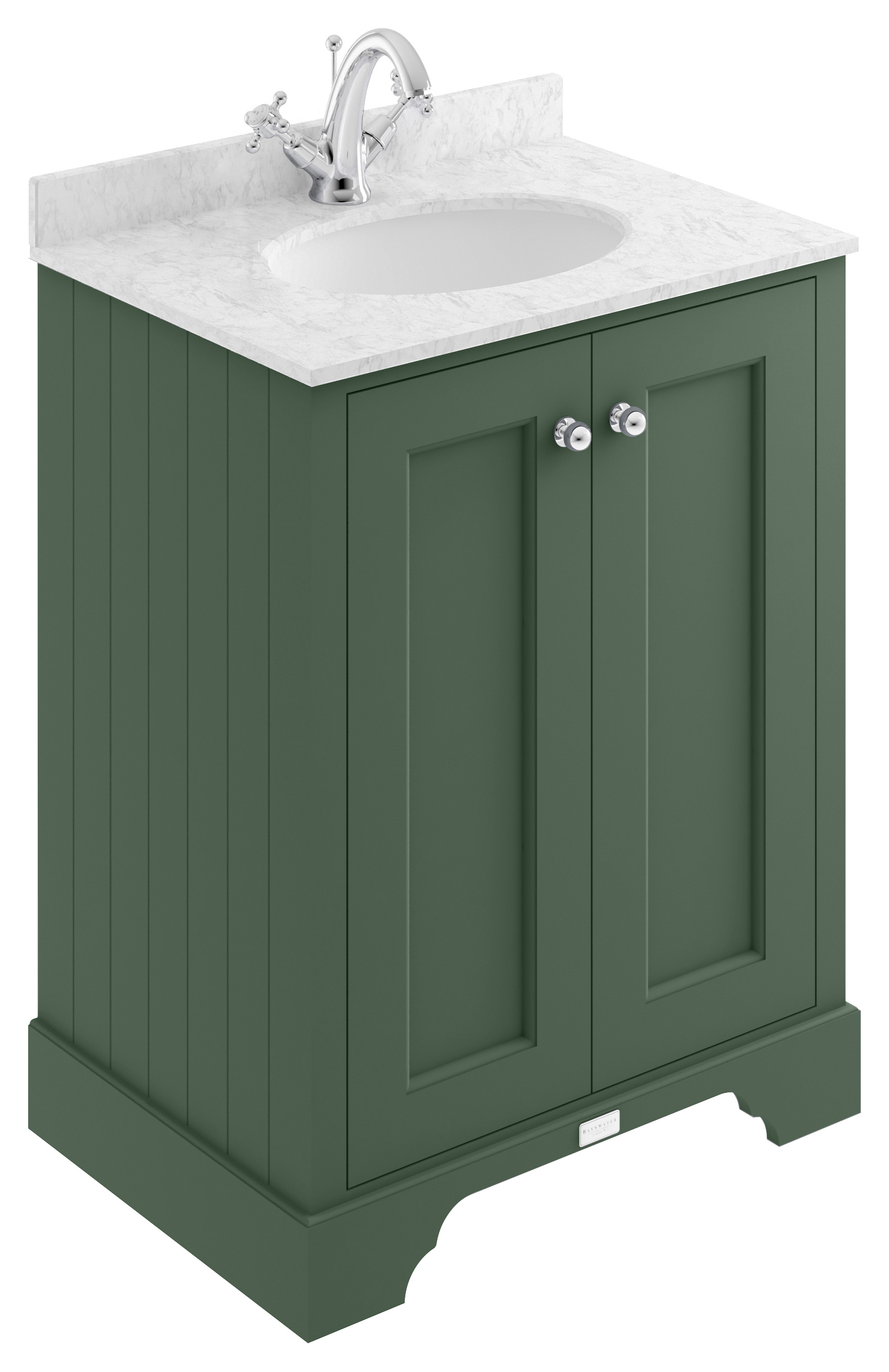 Bayswater Victrion Hunter Green Traditional Freestanding Vanity Unit & Grey Marble Top Basin - 600mm