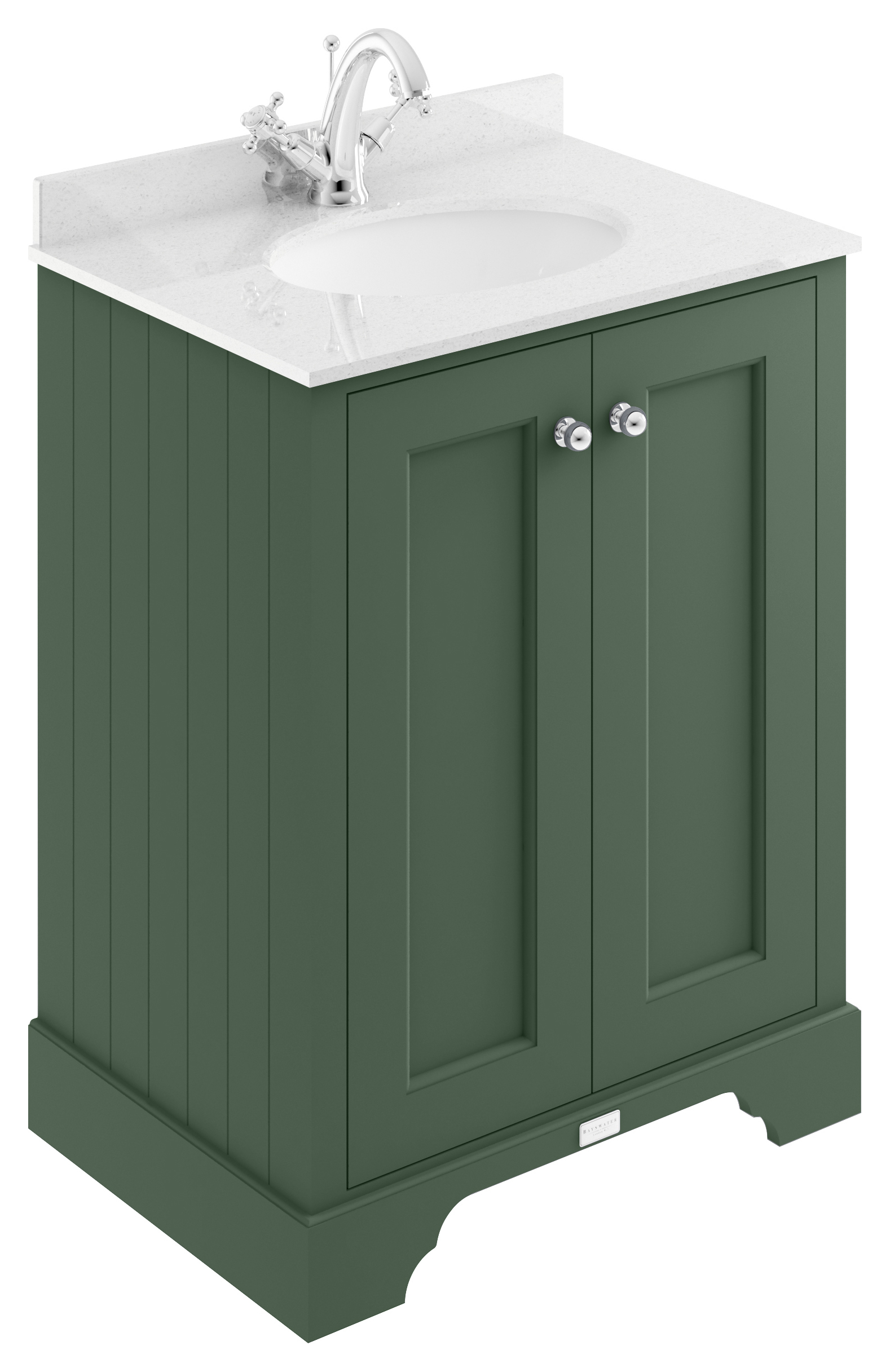 Bayswater Victrion Hunter Green Traditional Freestanding Vanity Unit & White Marble Top Basin - 600mm