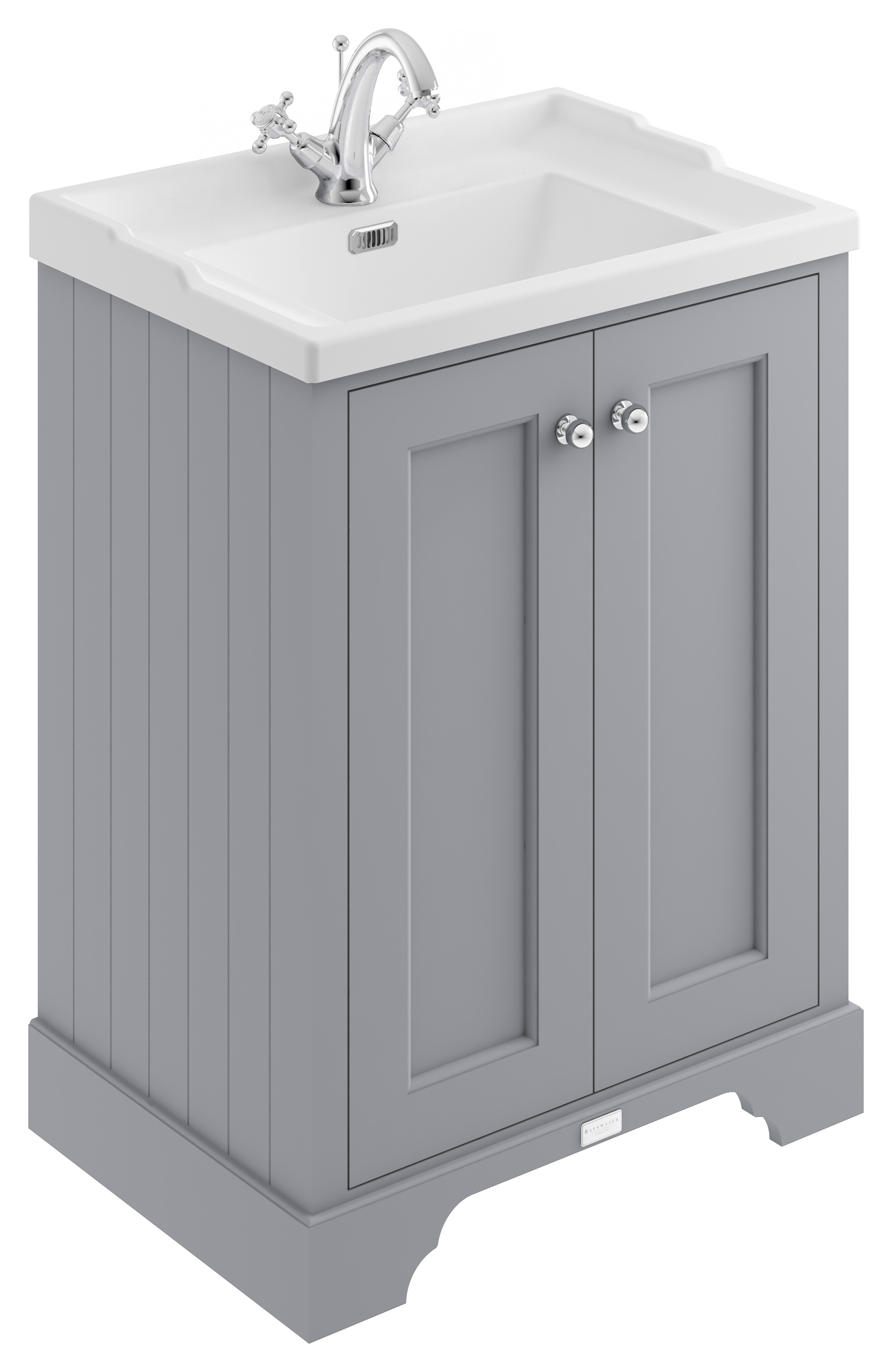 Bayswater Victrion Plummett Grey Traditional Freestanding Vanity Unit & White Recessed Basin - 600mm