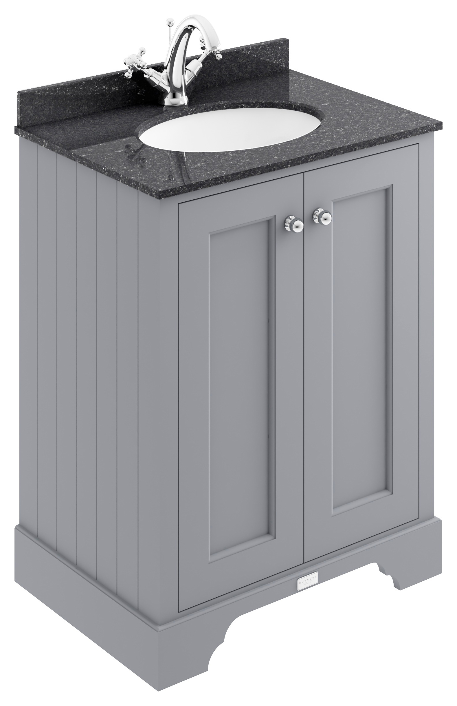 Bayswater Victrion Plummett Grey Traditional Freestanding Vanity Unit & Black Marble Top Basin - 600mm