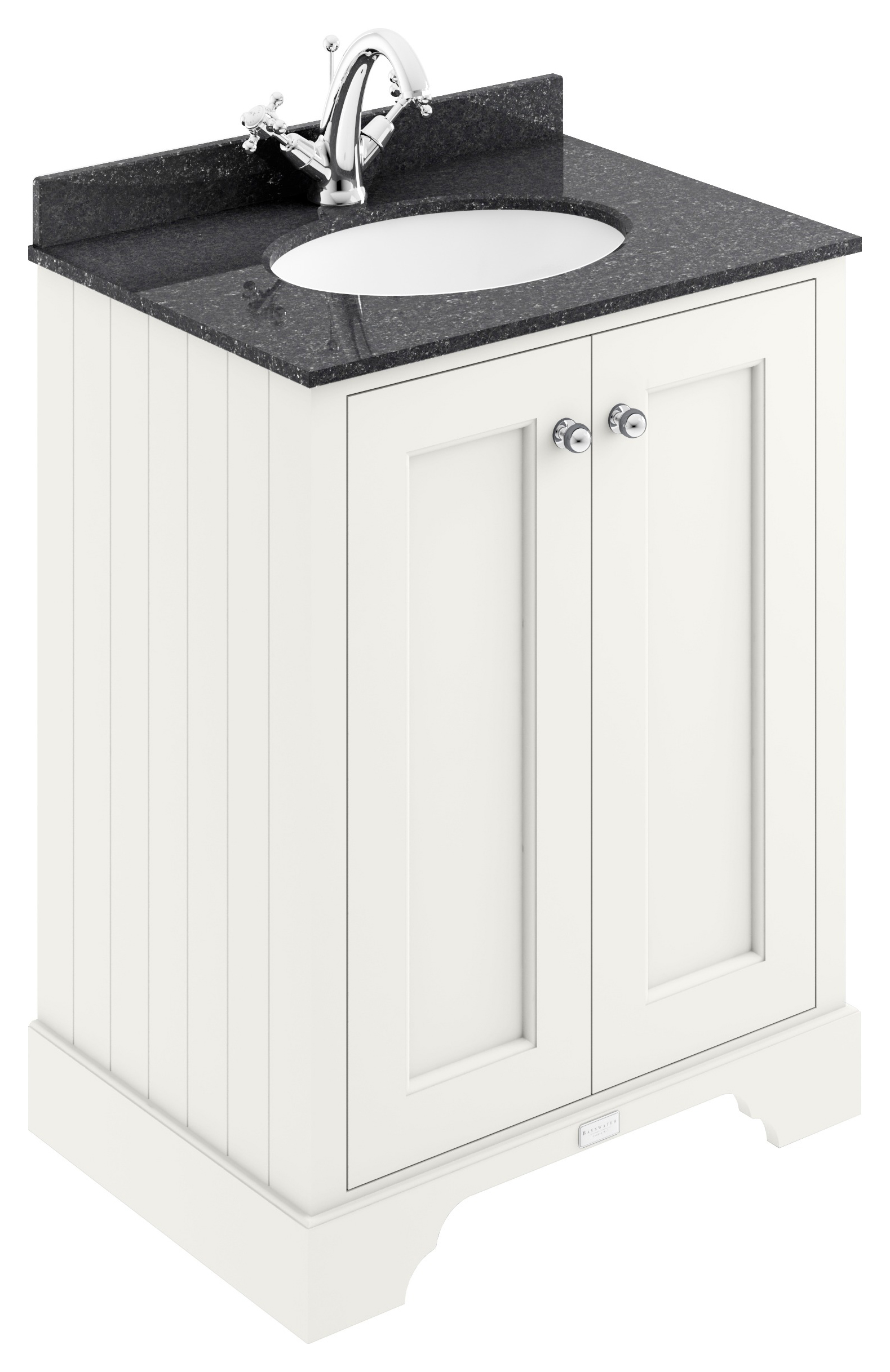 Bayswater Victrion Pointing White Traditional Freestanding Vanity Unit & Black Marble Top Basin - 600mm