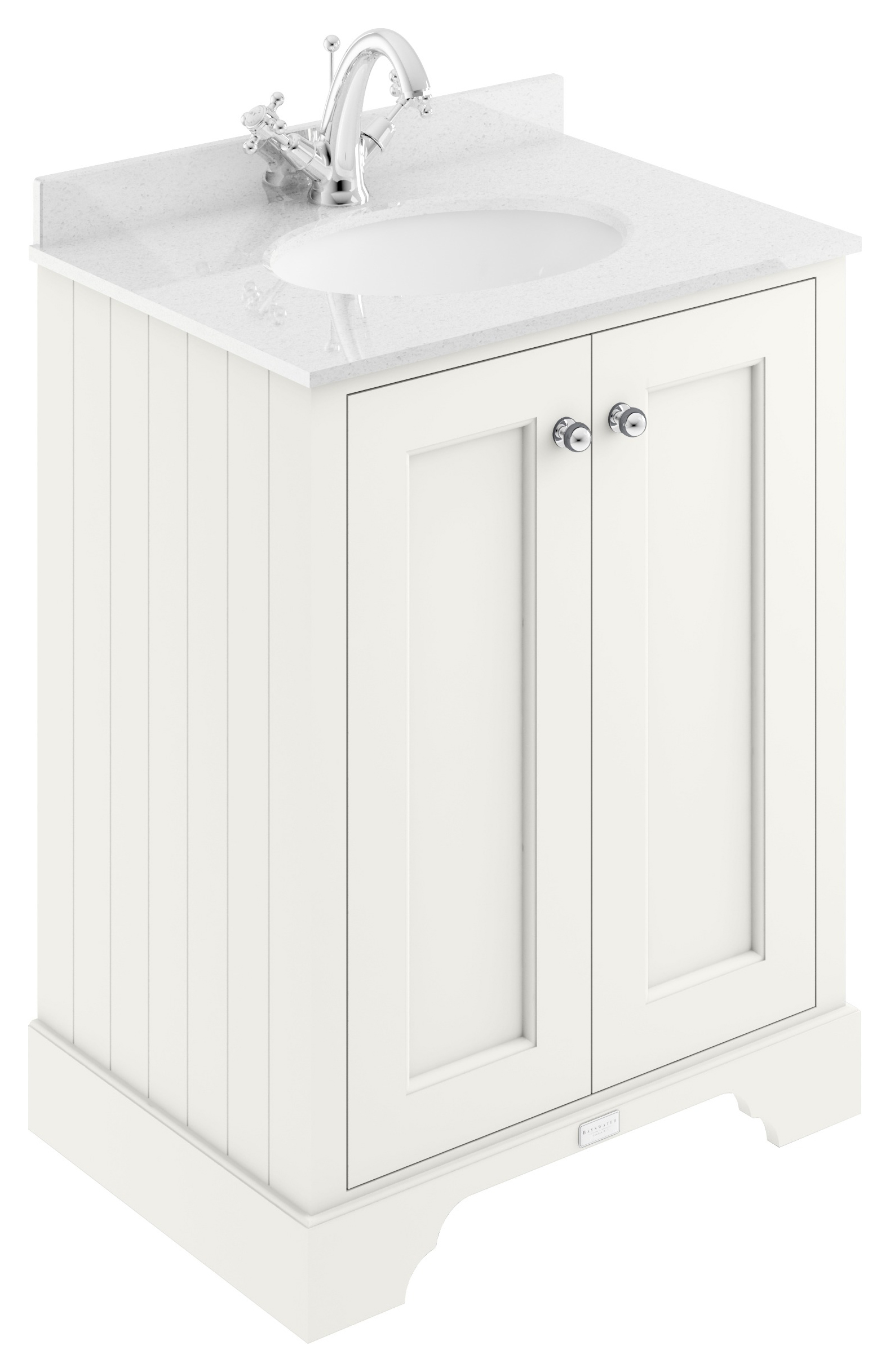 Bayswater Victrion Pointing White Traditional Freestanding Vanity Unit & White Marble Top Basin - 600mm