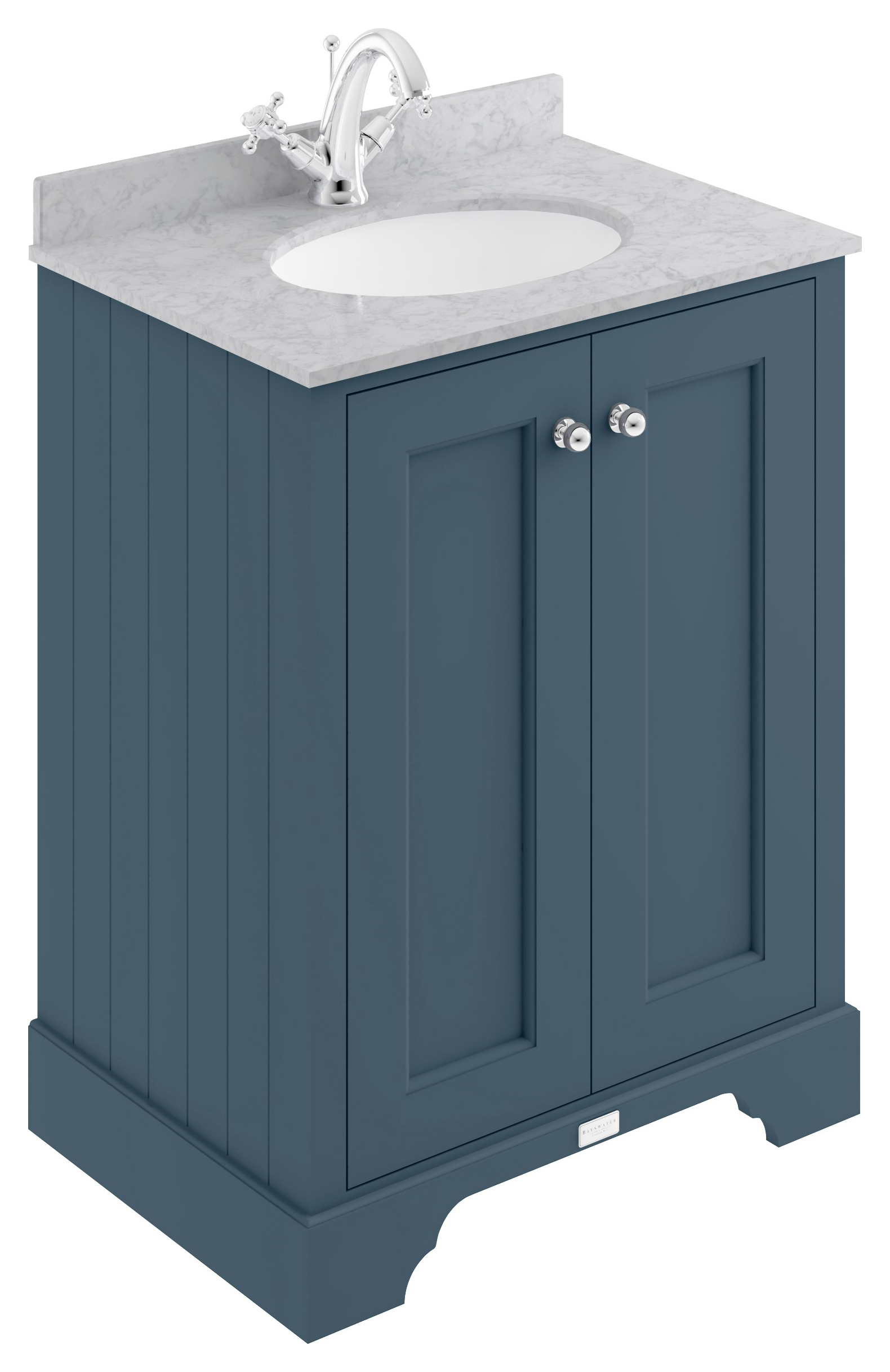 Bayswater Victrion Stiffkey Blue Traditional Freestanding Vanity Unit & Grey Marble Top Basin - 600mm