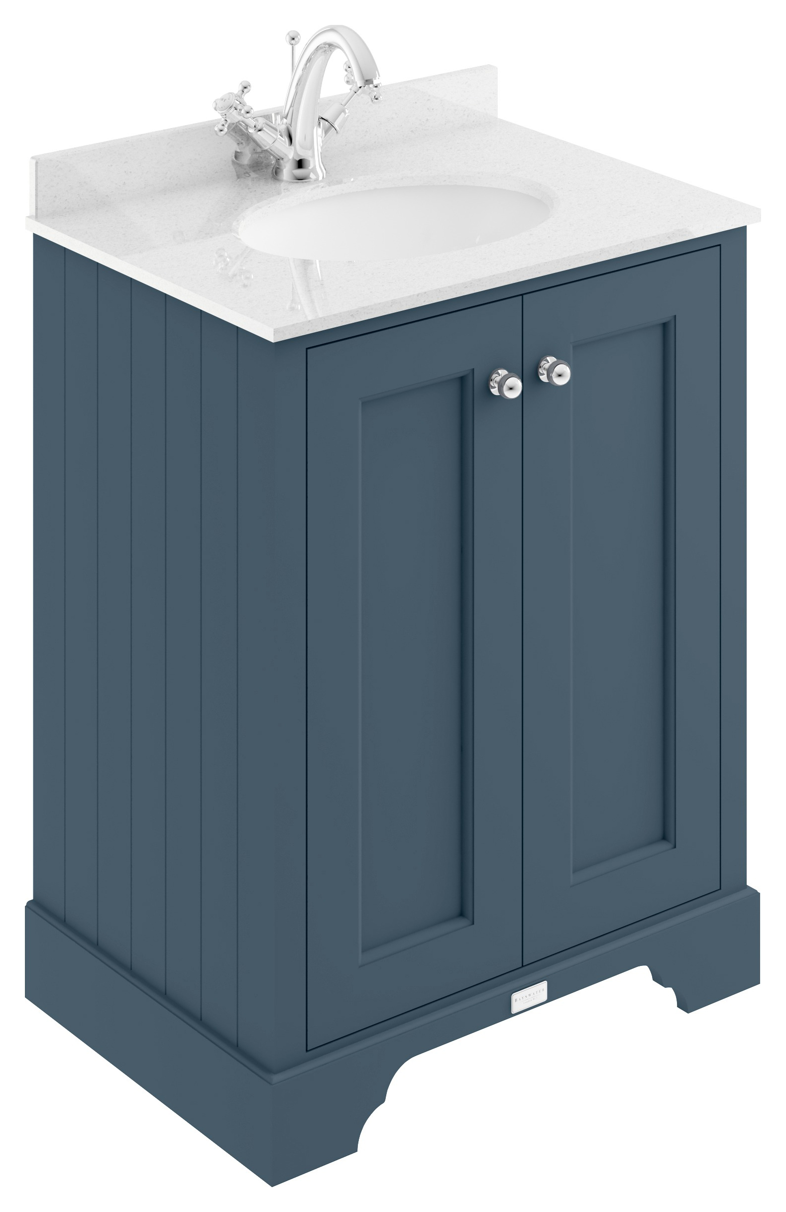 Bayswater Victrion Stiffkey Blue Traditional Freestanding Vanity Unit & White Marble Top Basin - 600mm