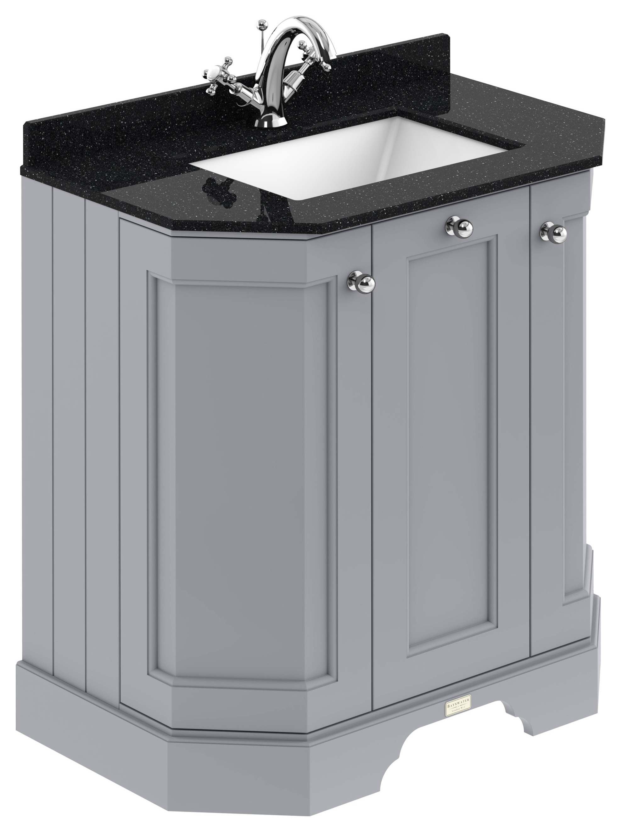 Bayswater Victrion Plummett Grey Angled Traditional Freestanding Vanity Unit & Black Marble Top Basin - 750mm