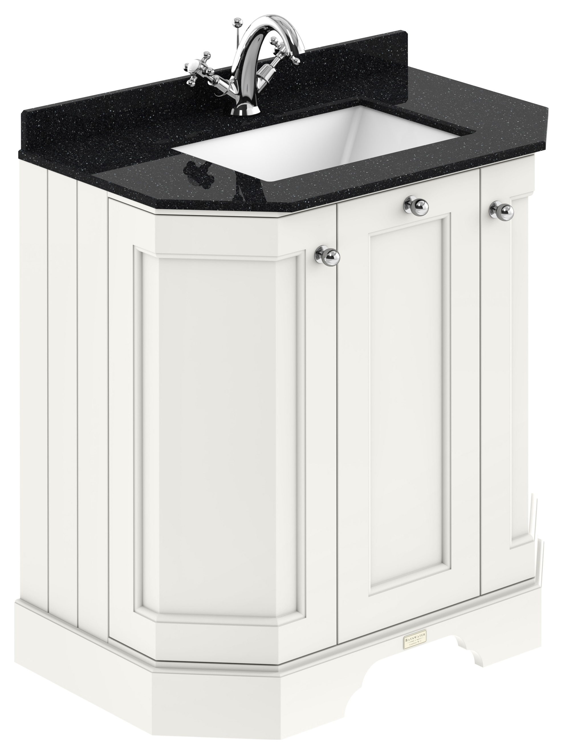 Bayswater Victrion Pointing White Angled Traditional Freestanding Vanity Unit & Black Marble Top Basin - 750mm