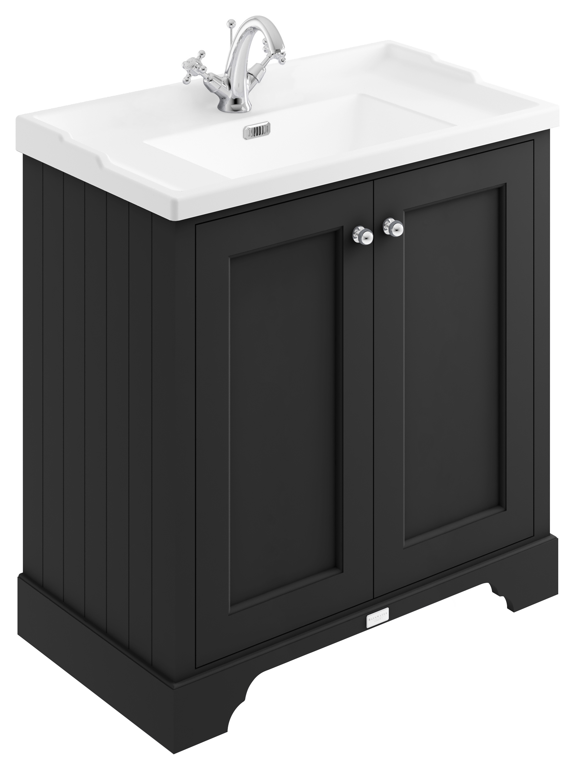 Bayswater Victrion Matt Black Traditional Freestanding Vanity Unit & White Recessed Basin - 800mm