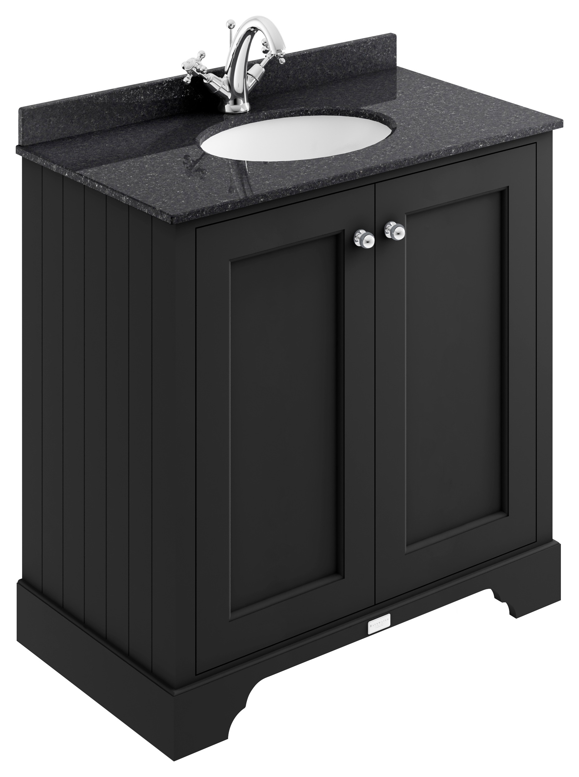Bayswater Victrion Matt Black Traditional Freestanding Vanity Unit & Black Marble Top Basin - 800mm