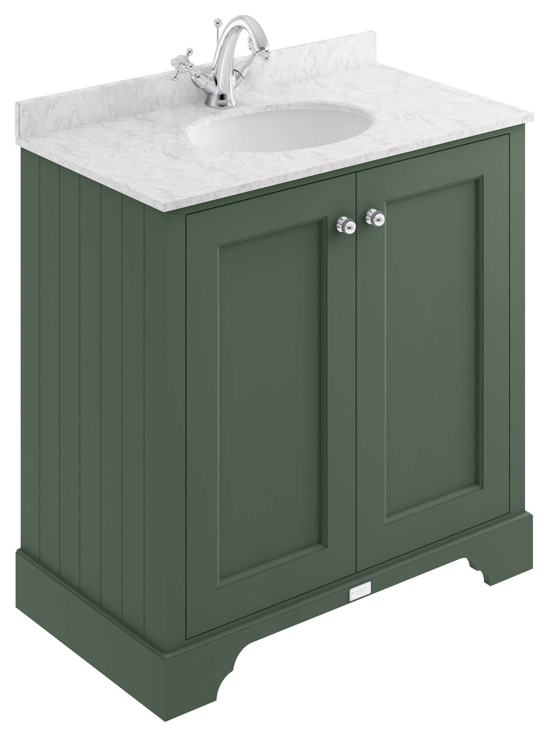 Bayswater Victrion Hunter Green Traditional Freestanding Vanity Unit & Grey Marble Top Basin - 800mm