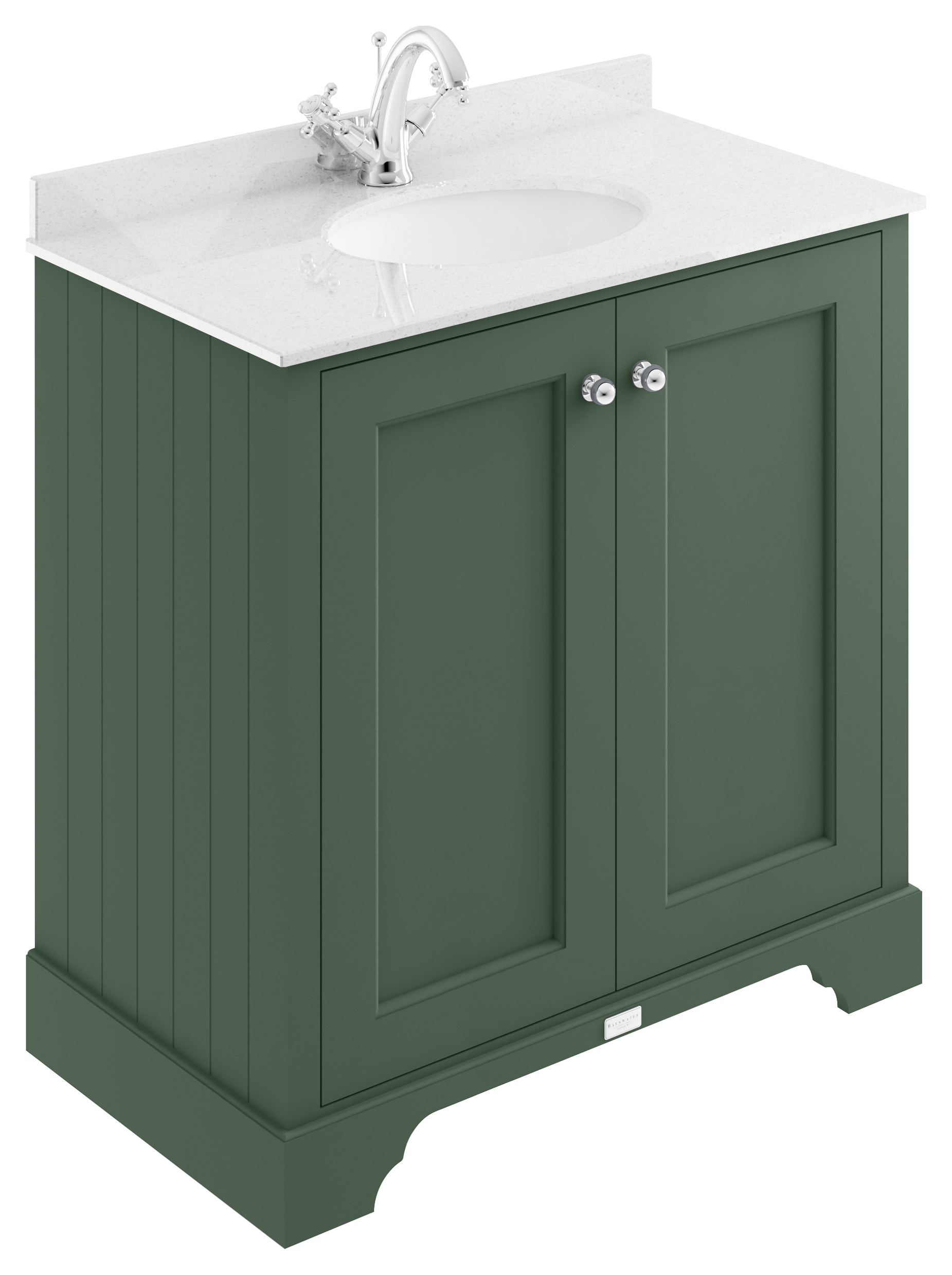 Bayswater Victrion Hunter Green Traditional Freestanding Vanity Unit & White Marble Top Basin - 800mm