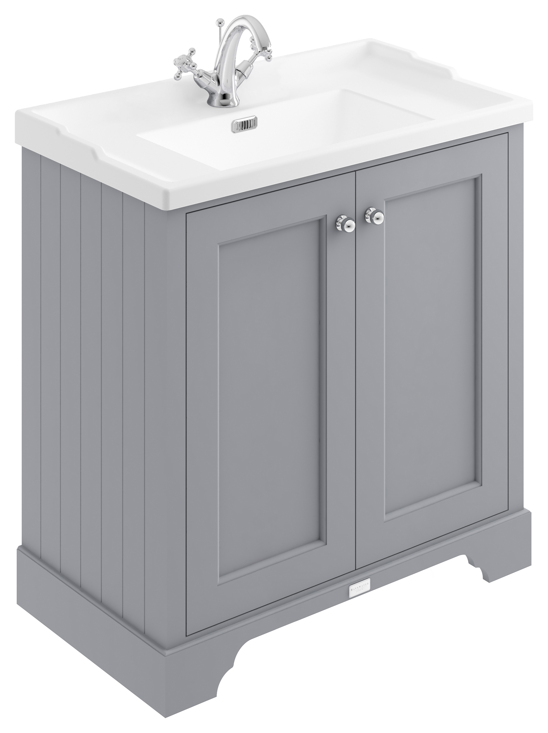 Bayswater Victrion Plummett Grey Traditional Freestanding Vanity Unit & White Recessed Basin - 800mm