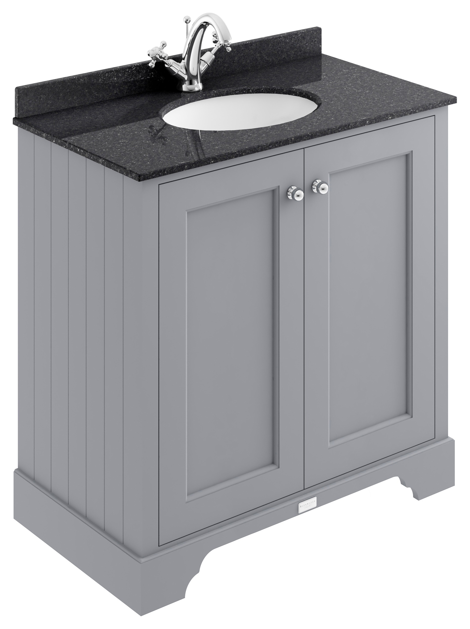 Bayswater Victrion Plummett Grey Traditional Freestanding Vanity Unit & Black Marble Top Basin - 800mm