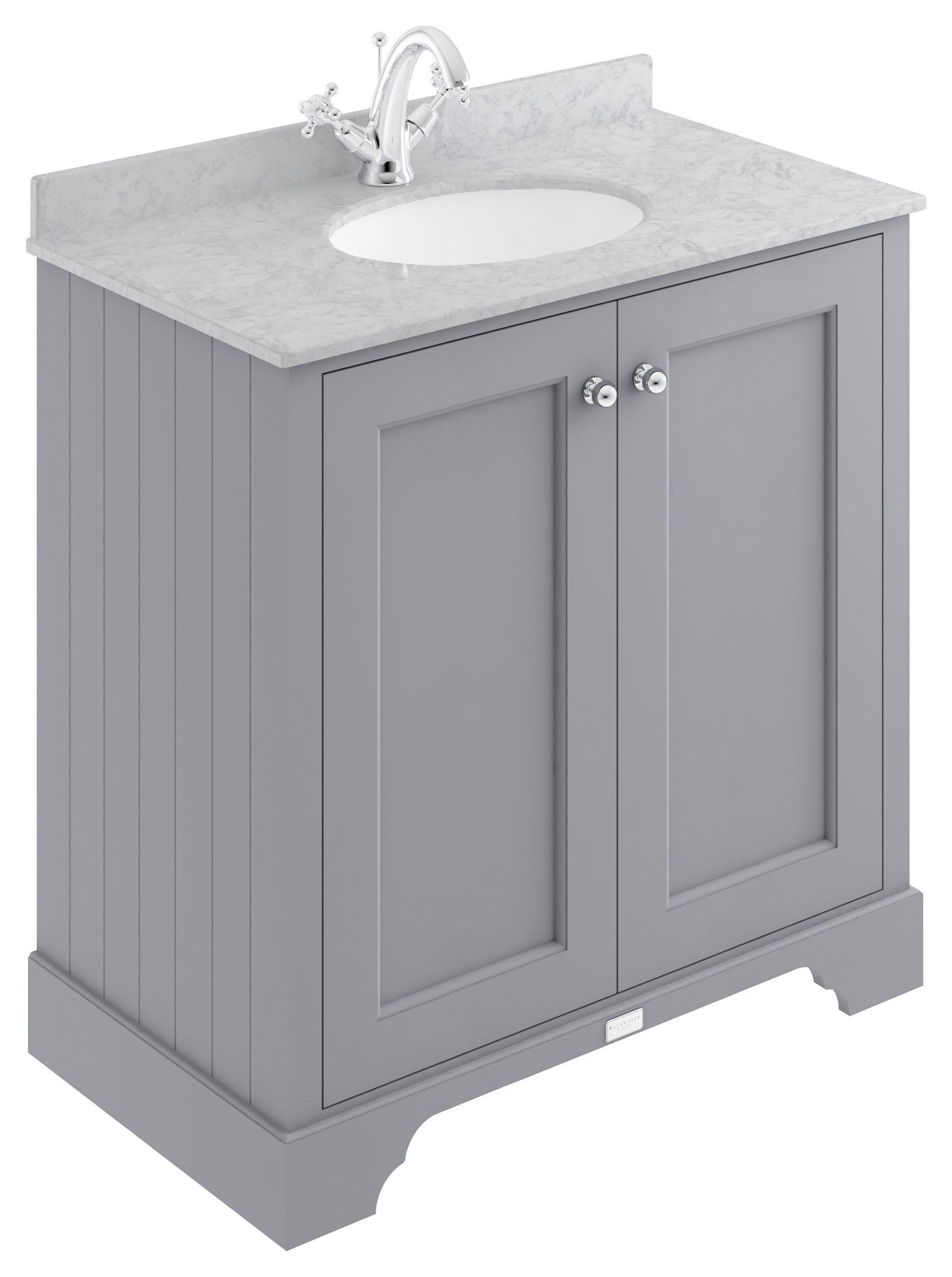 Bayswater Victrion Plummett Grey Traditional Freestanding Vanity Unit & Grey Marble Top Basin - 800mm