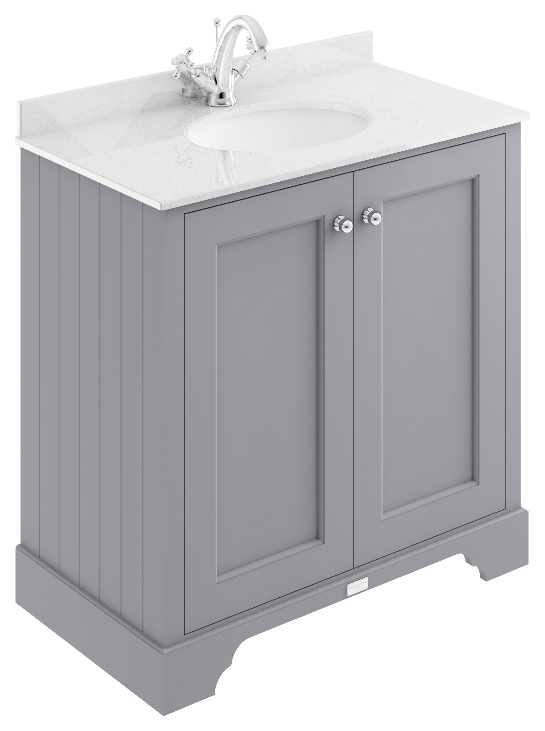 Bayswater Victrion Plummett Grey Traditional Freestanding Vanity Unit & White Marble Top Basin - 800mm