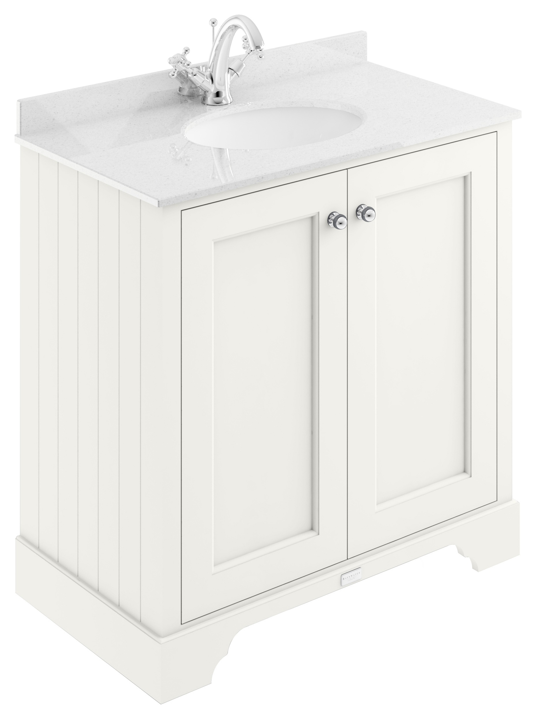 Bayswater Victrion Pointing White Traditional Freestanding Vanity Unit & White Marble Top Basin - 800mm