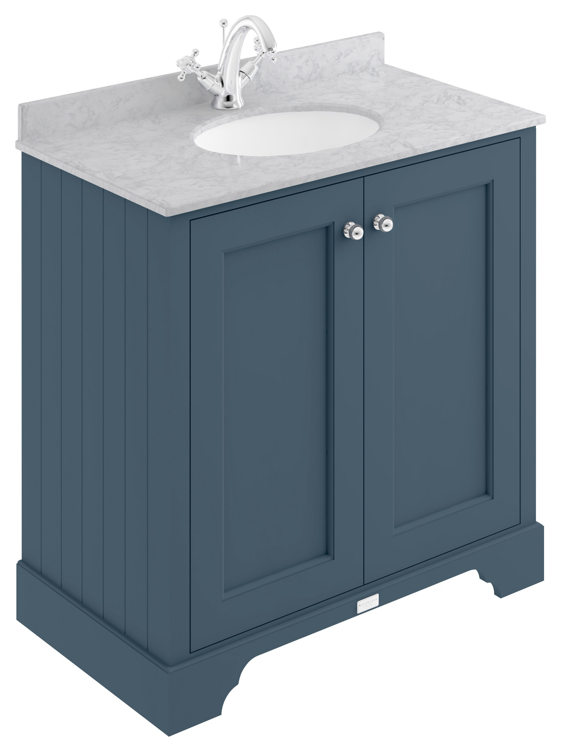 Bayswater Victrion Stiffkey Blue Traditional Freestanding Vanity Unit & Grey Marble Top Basin - 800mm