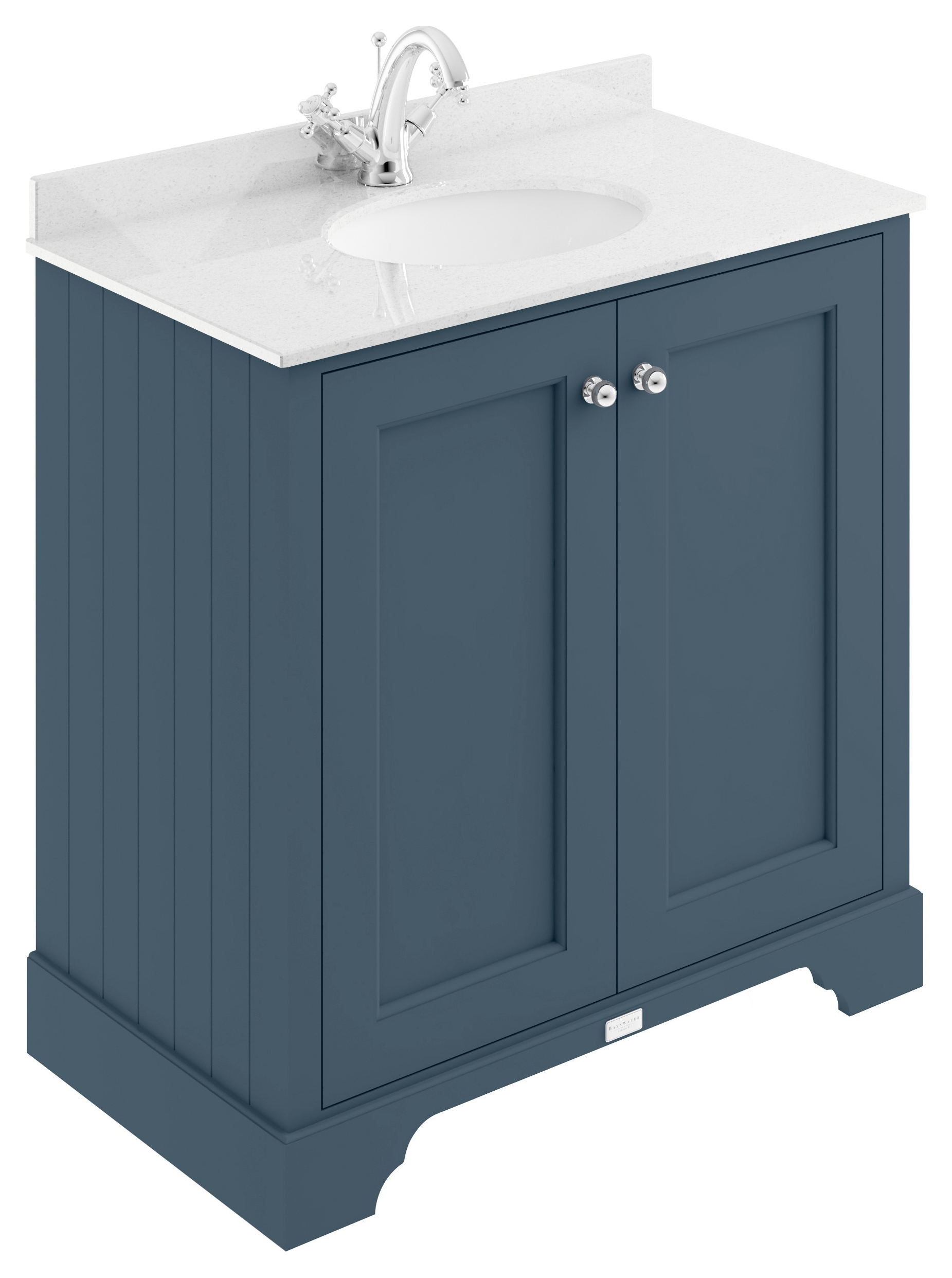 Bayswater Victrion Stiffkey Blue Traditional Freestanding Vanity Unit & White Marble Top Basin - 800mm