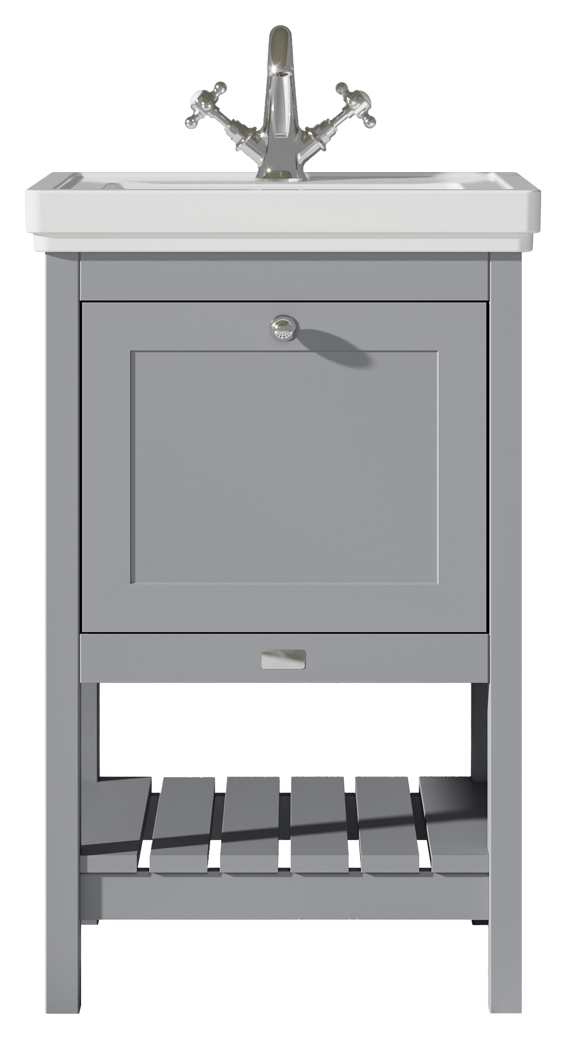 Bayswater Hartleigh Plummett Grey Traditional Freestanding Vanity Unit & 1 Tap Hole White Recessed Basin - 500mm