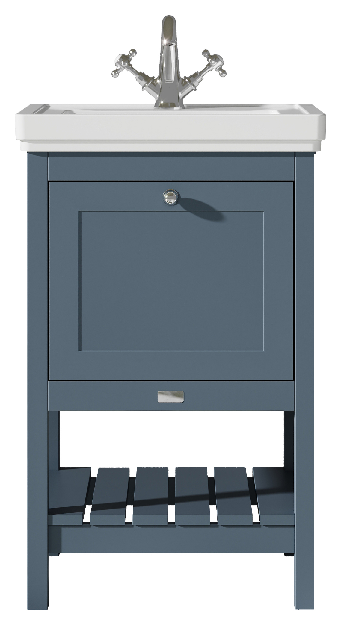 Bayswater Hartleigh Stiffkey Blue Traditional Freestanding Vanity Unit & 1 Tap Hole White Recessed Basin - 500mm