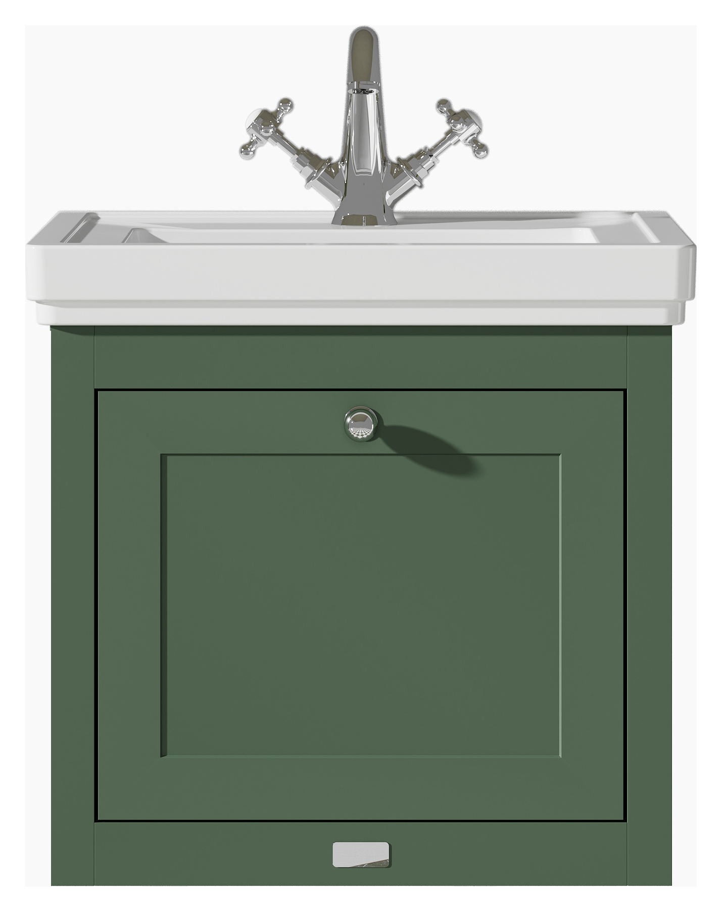 Bayswater Hartleigh Hunter Green Traditional Wall Hung Vanity Unit & 1 Tap Hole White Recessed Basin - 500mm