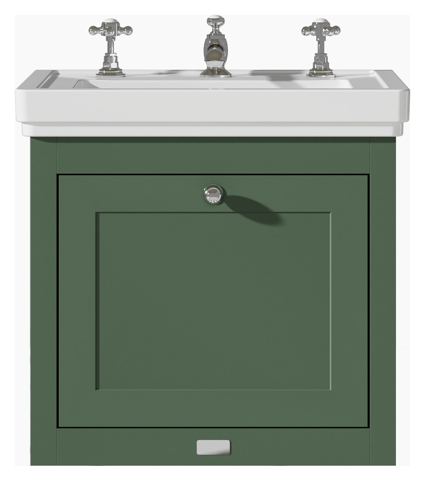 Bayswater Hartleigh Hunter Green Traditional Wall HUng Vanity Unit & 3 Tap Hole White Recessed Basin - 500mm