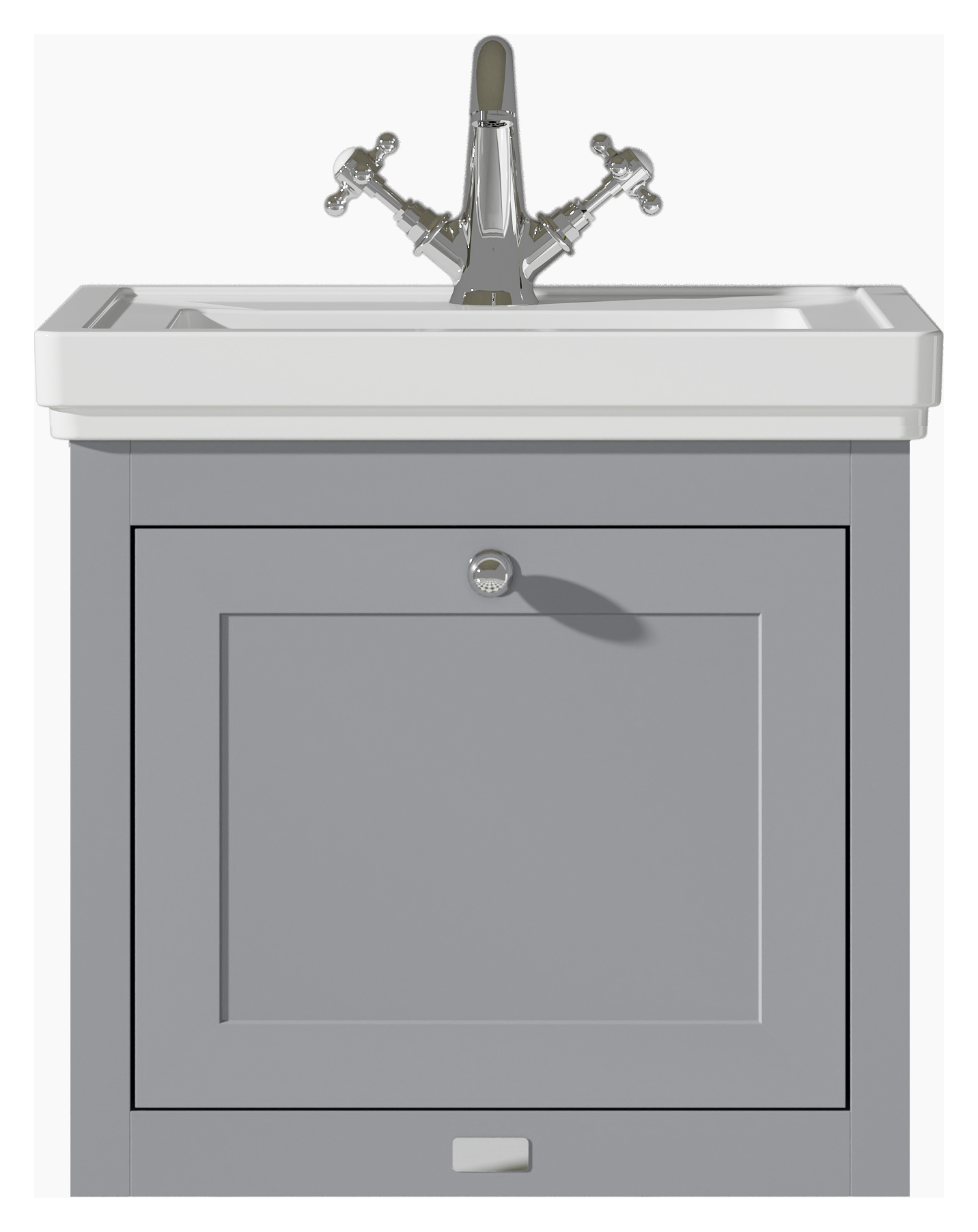 Bayswater Hartleigh Plummett Grey Traditional Wall HUng Vanity Unit & 1 Tap Hole White Recessed Basin - 500mm