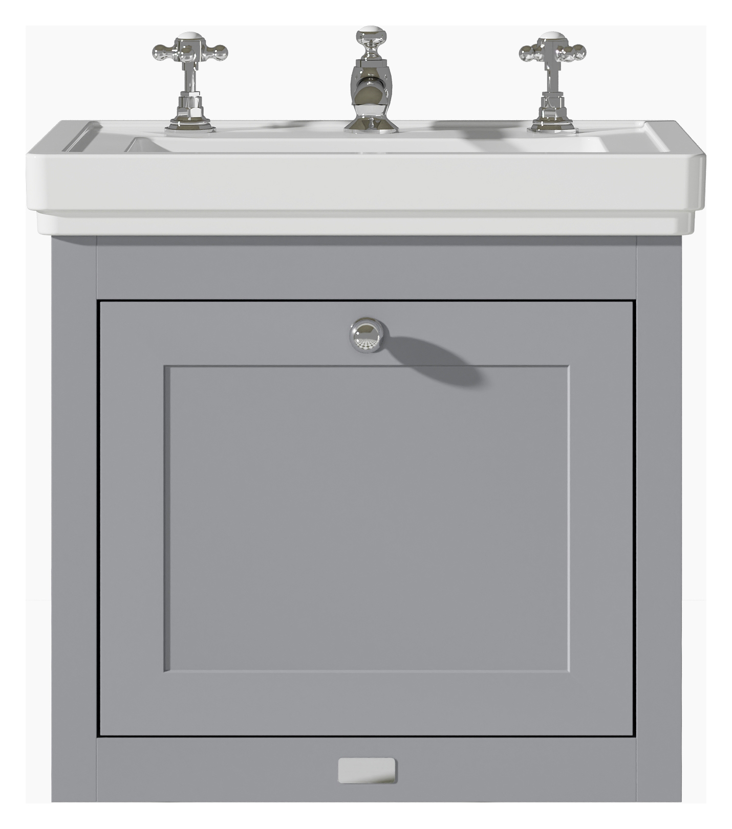 Bayswater Hartleigh Plummett Grey Traditional Wall HUng Vanity Unit & 3 Tap Hole White Recessed Basin - 500mm