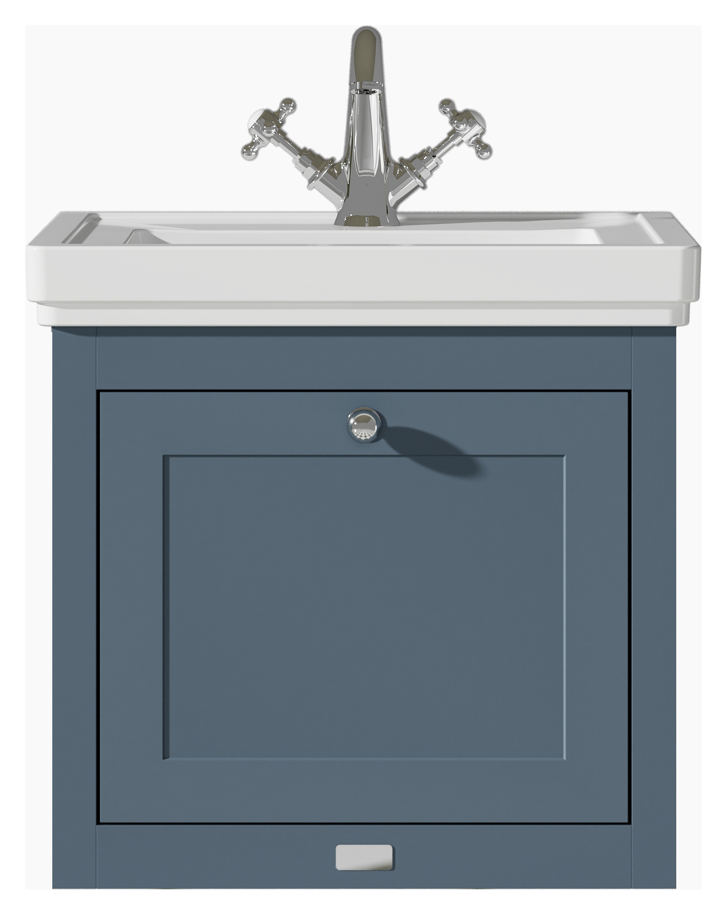 Bayswater Hartleigh Stiffkey Blue Traditional Wall HUng Vanity Unit & 1 Tap Hole White Recessed Basin - 500mm
