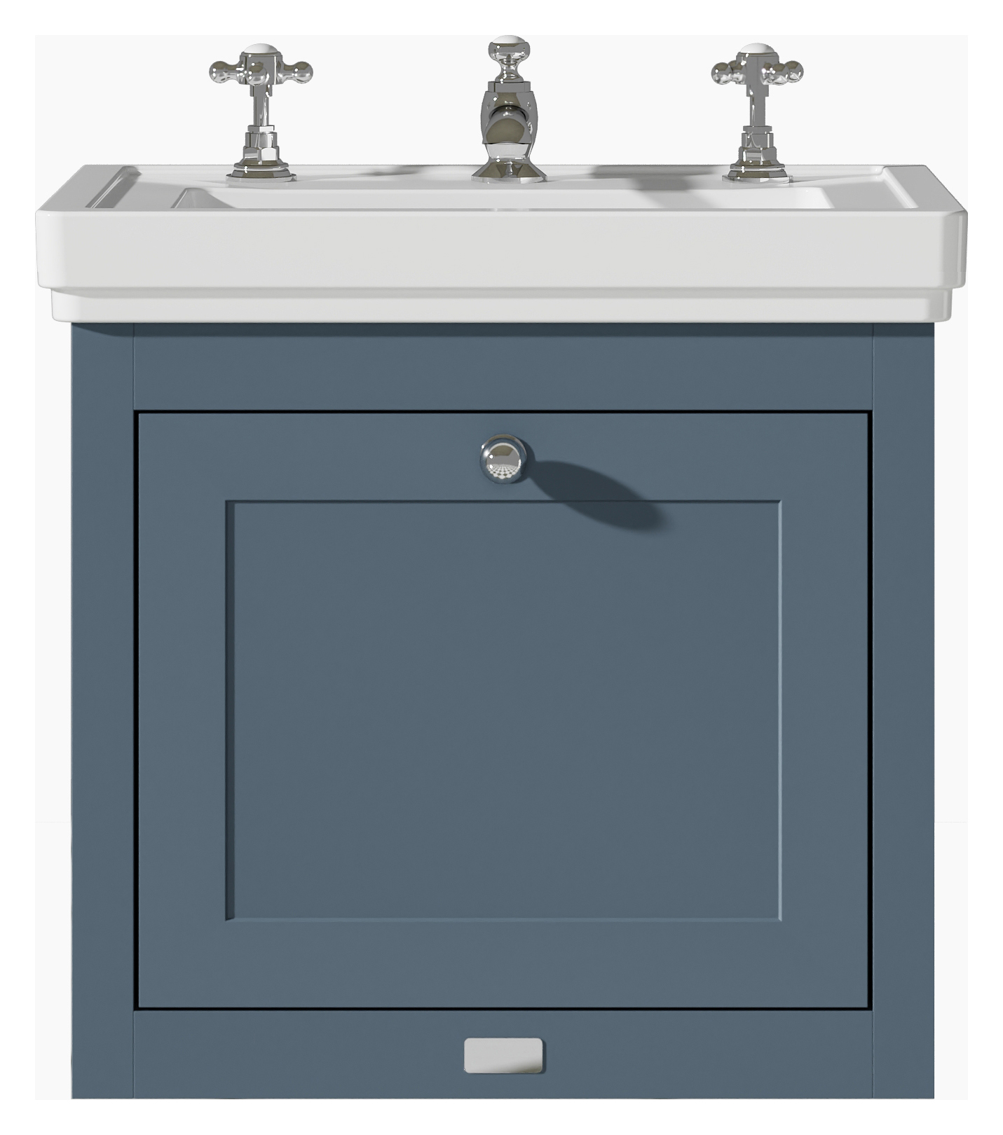 Bayswater Hartleigh Stiffkey Blue Traditional Wall HUng Vanity Unit & 3 Tap Hole White Recessed Basin - 500mm