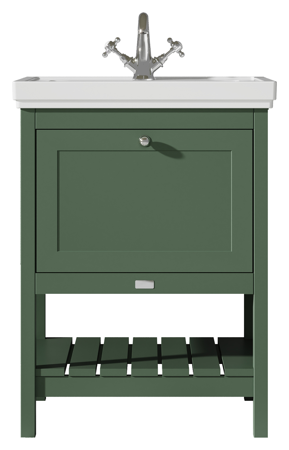 Bayswater Hartleigh Hunter Green Traditional Freestanding Vanity Unit & 1 Tap Hole Traditional Recessed Basin - 600mm