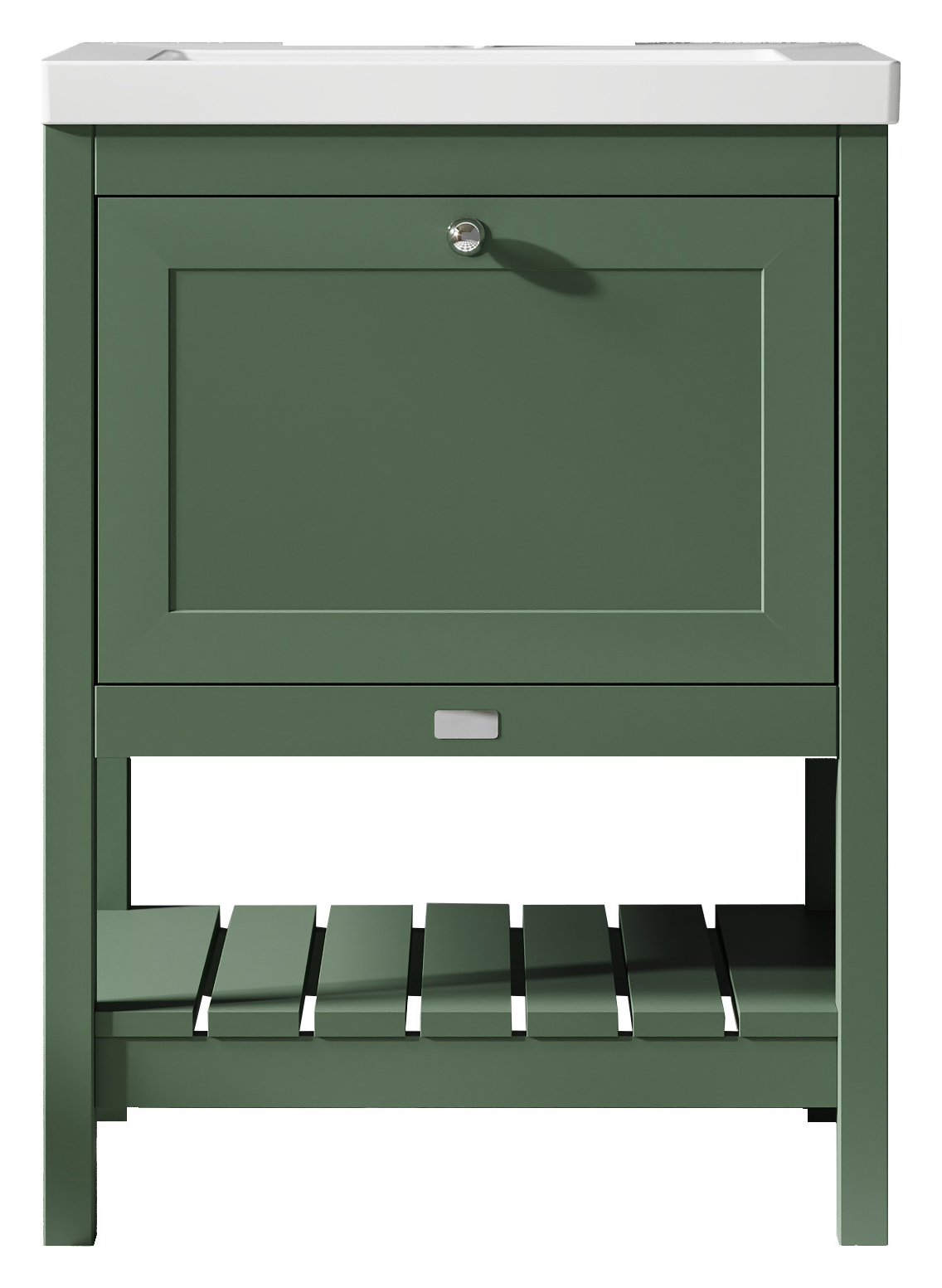 Bayswater Hartleigh Hunter Green Traditional Freestanding Vanity Unit & 1 Tap Hole Modern Recessed Basin - 600mm