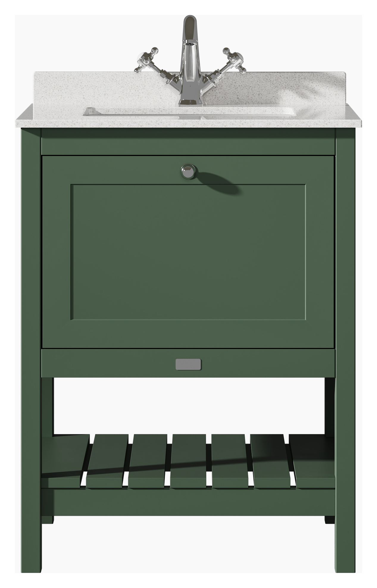 Bayswater Hartleigh Hunter Green Traditional Freestanding Vanity Unit & 1 Tap Hole White Marble Top Basin - 600mm