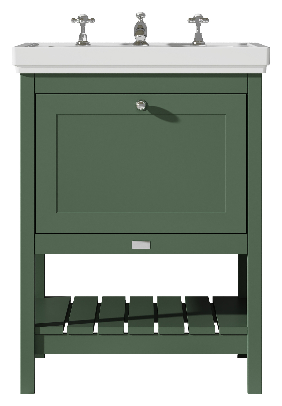 Bayswater Hartleigh Hunter Green Traditional Freestanding Vanity Unit & 3 Tap Hole Traditional Recessed Basin - 600mm