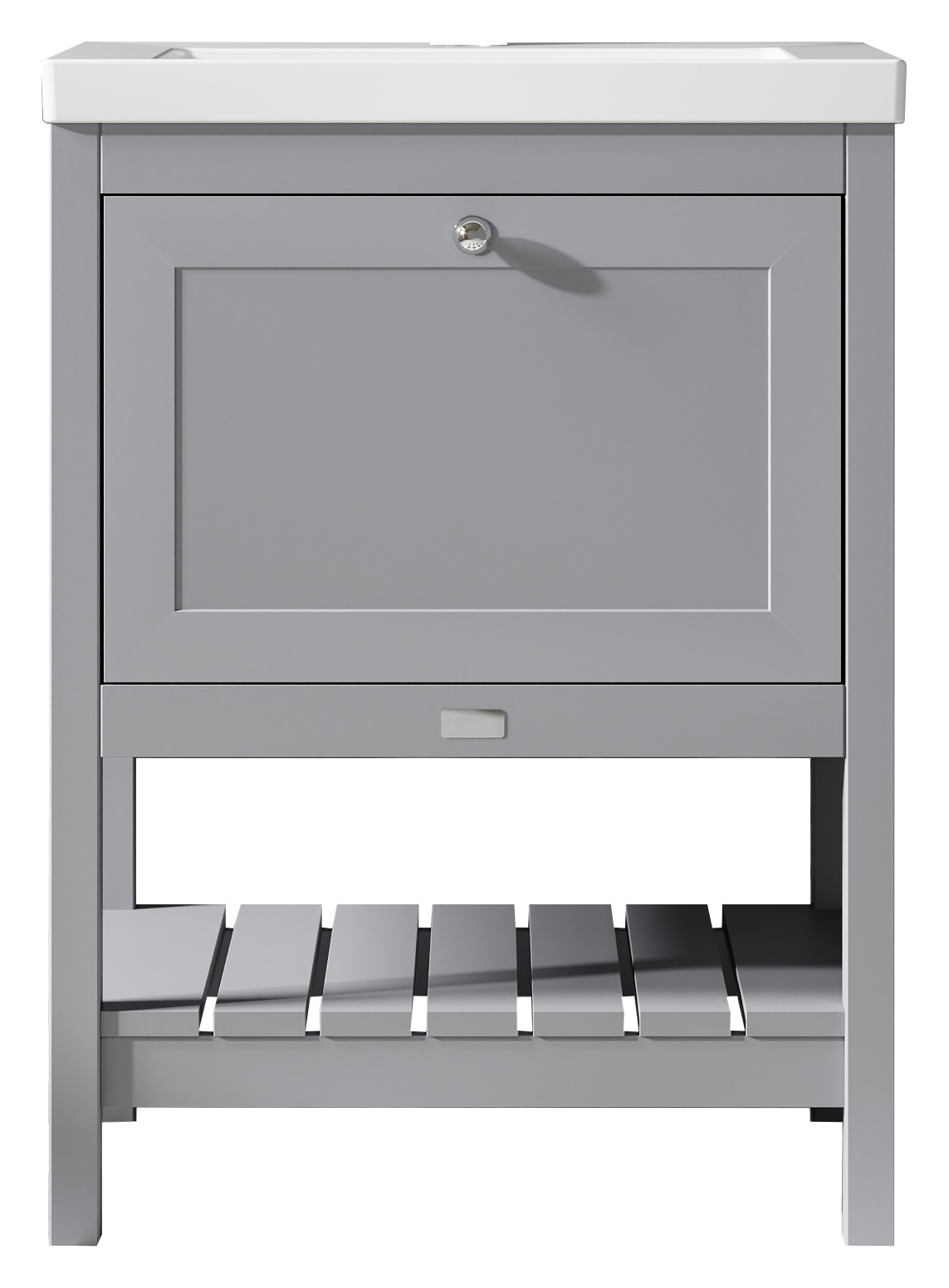 Bayswater Hartleigh Plummett Grey Traditional Freestanding Vanity Unit & 1 Tap Hole Modern Recessed Basin - 600mm