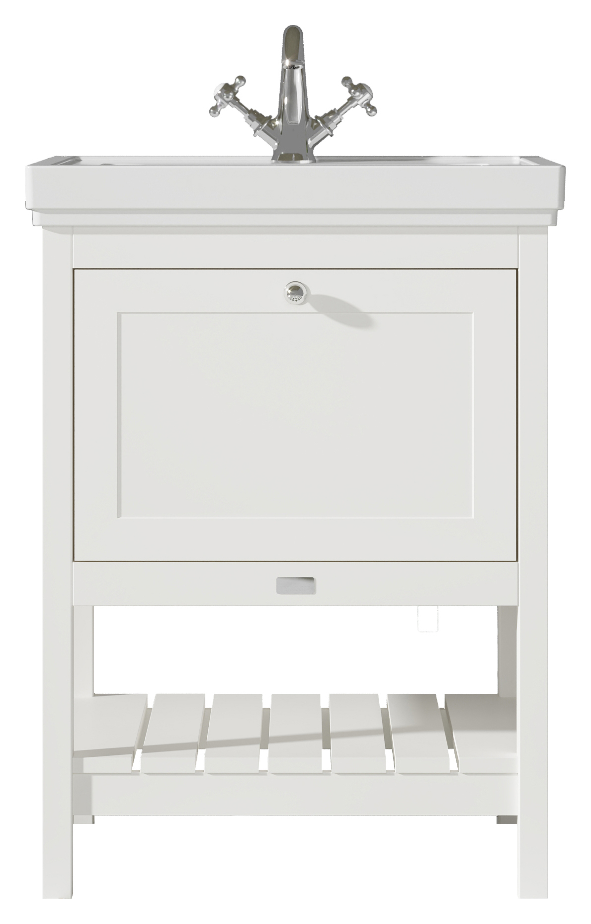 Bayswater Hartleigh Pointing White Traditional Freestanding Vanity Unit & 1 Tap Hole Traditional Recessed Basin - 600mm